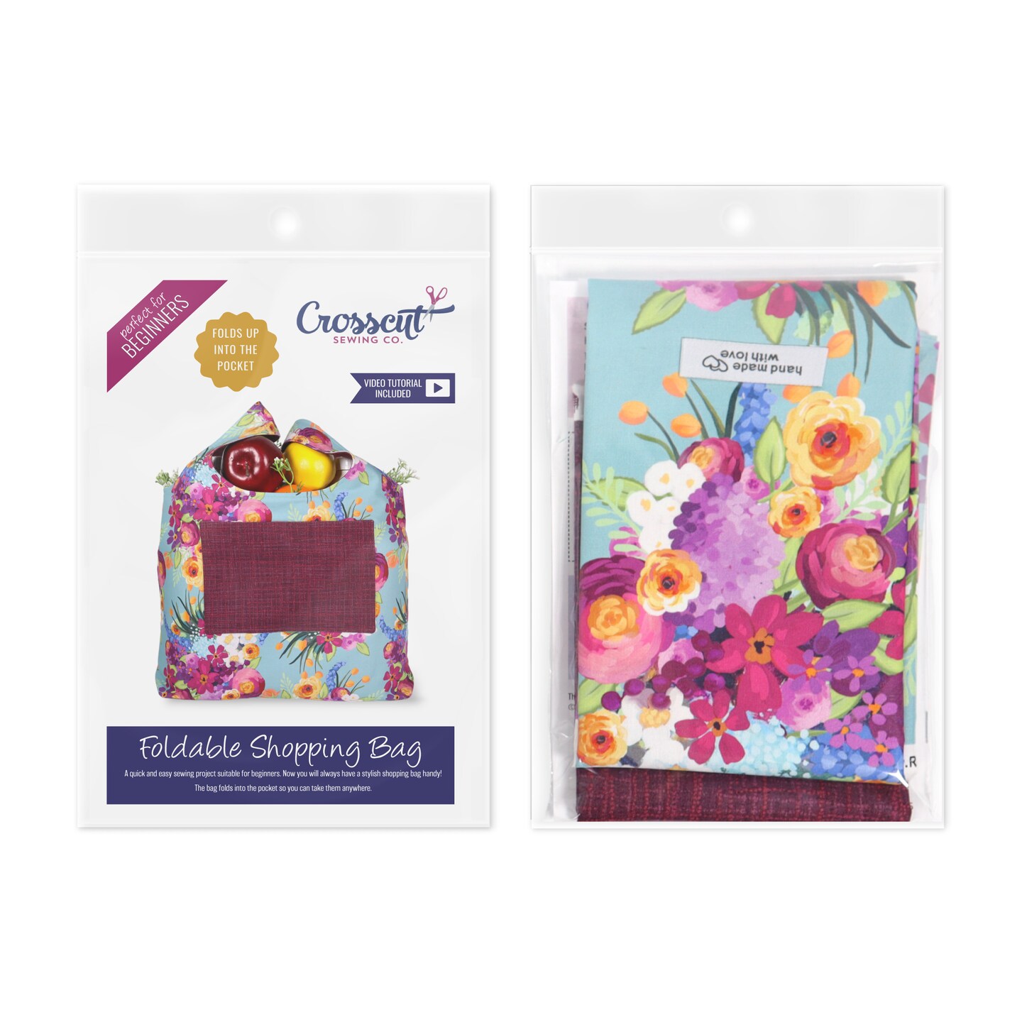 Crosscut Sewing Co.® Foldable Shopping Bag Sewing Kit - Beginner Sewing Project Kit