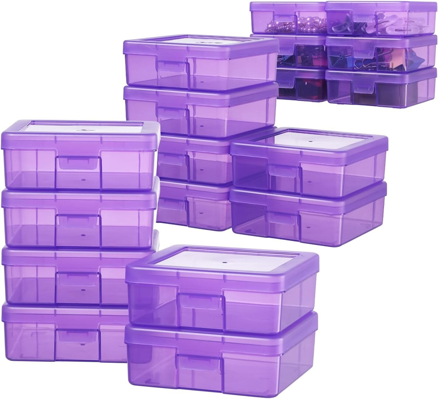 18 Pack Small Colored Plastic Hobby Art Craft Organizer, Mini Plastic Storage Containers with ...