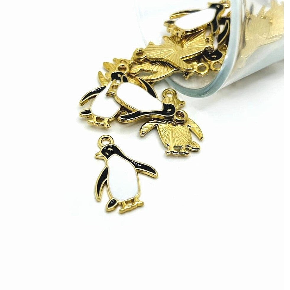 1, 4, 20 or 50 Pieces: Enamel Penguin Charms