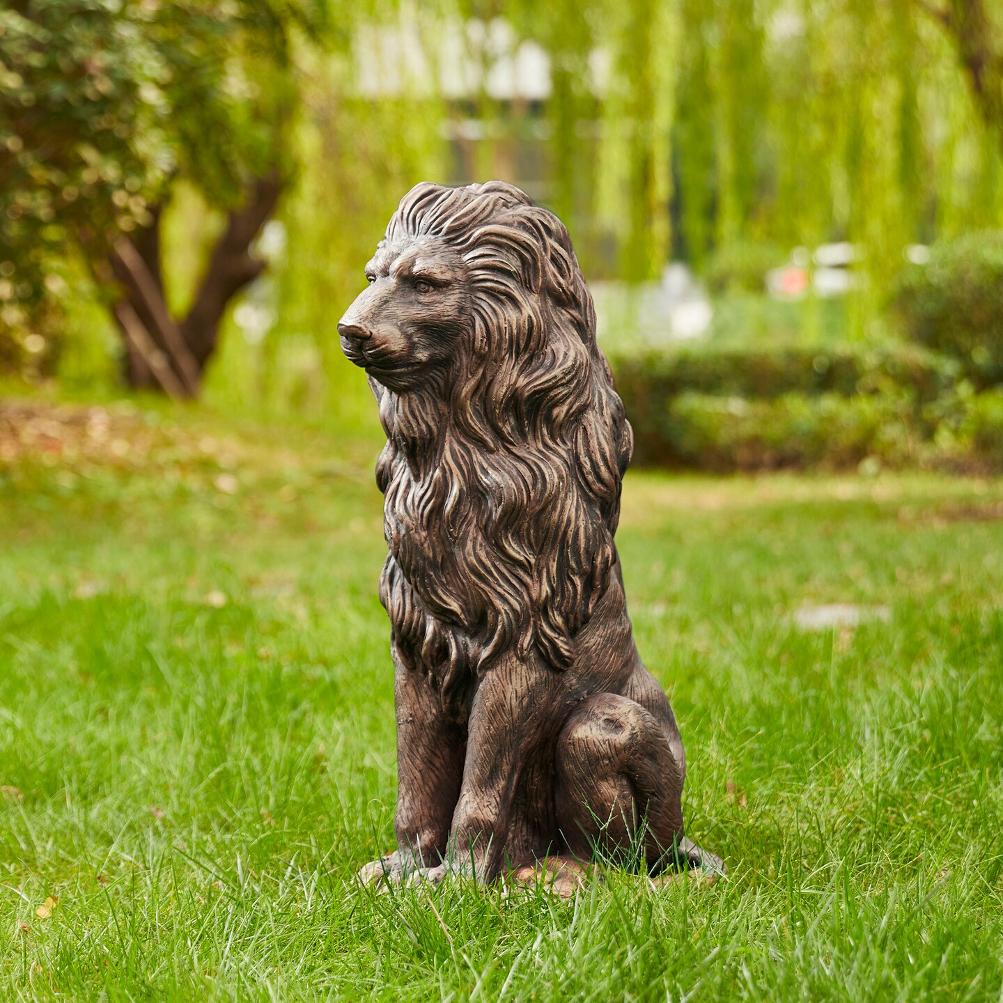 Set of 2 27.75"H Oversized MGO Guardian Sitting Lion Garden Statue
