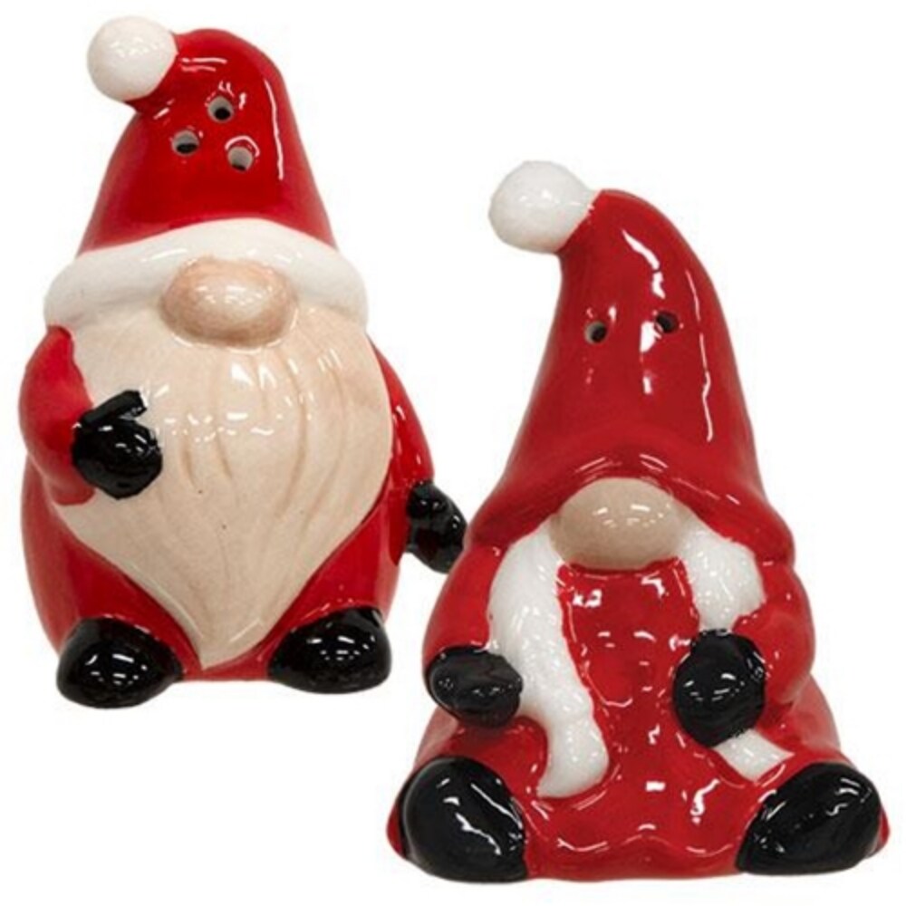 2-set Mr. &#x26; Mrs. Santa Gnome Salt &#x26; Pepper Shakers