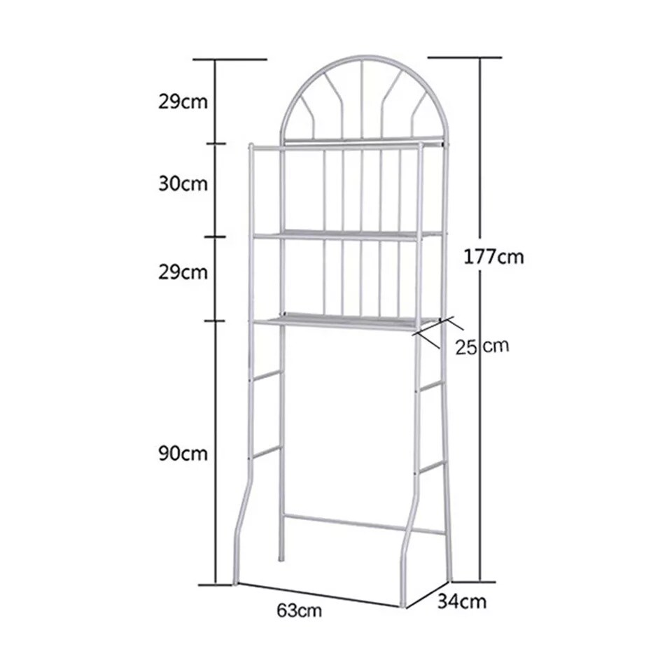 Metal Over The Toilet Storage Rack 3 Tier Organizer Shelf Bathroom Space Saver