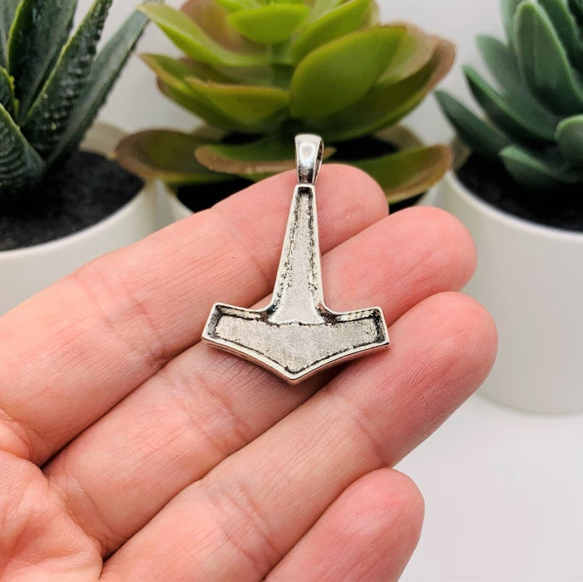 4, 20 or 50 Pieces: Silver Mjolnir Thor Hammer 3D Charms