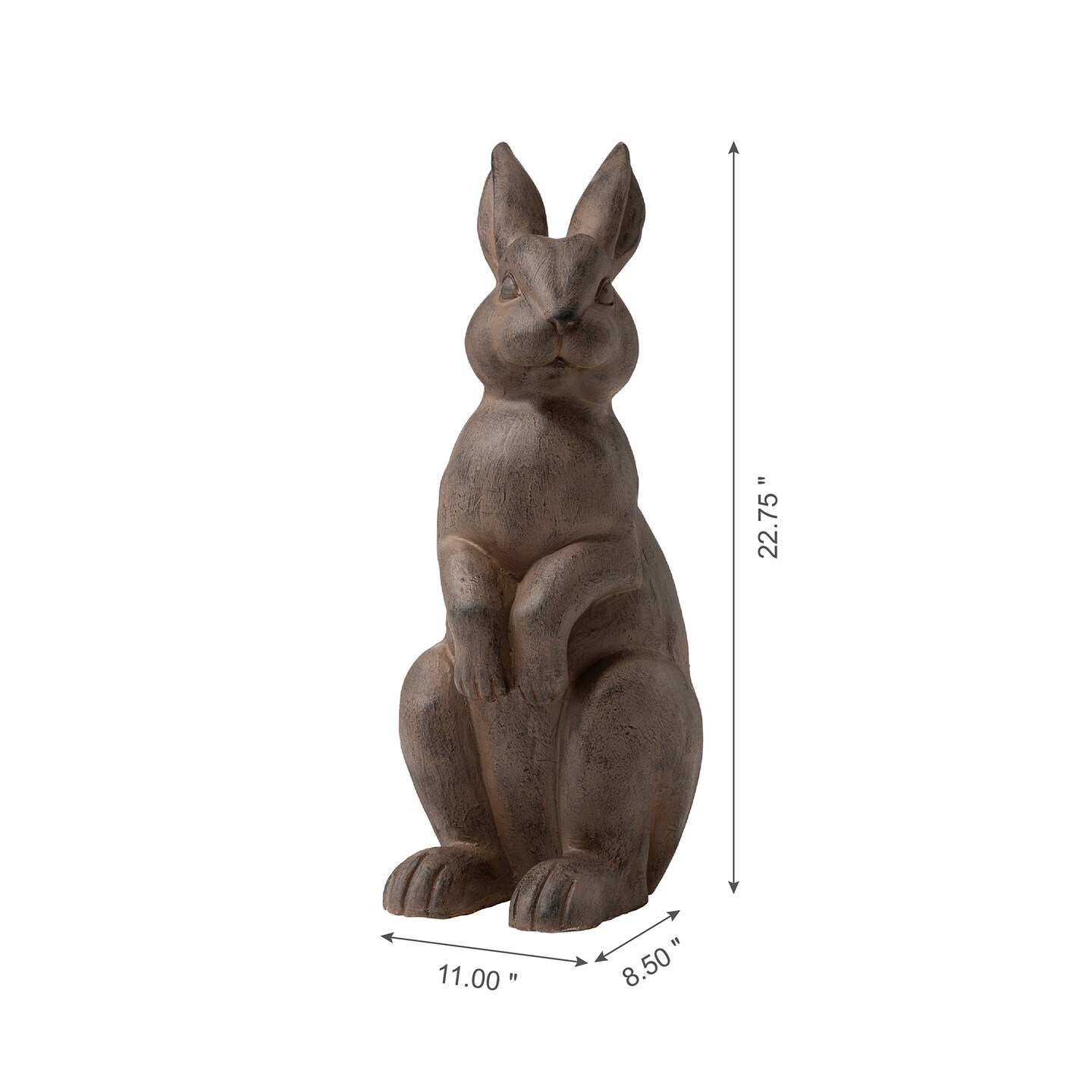 22.75&#x22;H MGO Bronze/White Standing Rabbit Statue