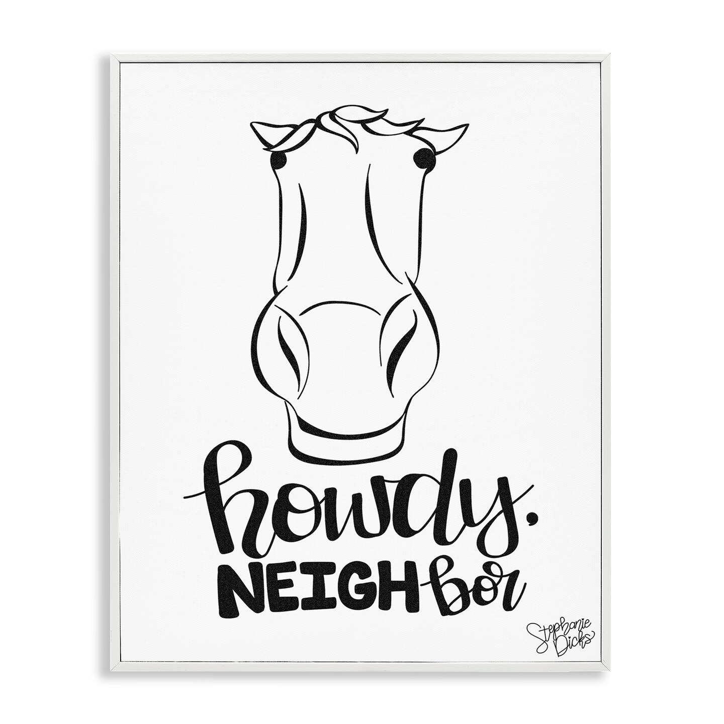 Stupell Industries Howdy Neighbor with Horse Framed Giclee Wall Art Design by Stephanie Dicks