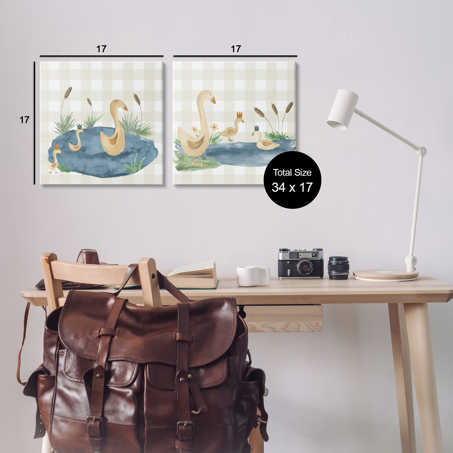 Stupell Industries Swan Family in Pond 2 pc Canvas Wall Art Set Design by Lucille Price