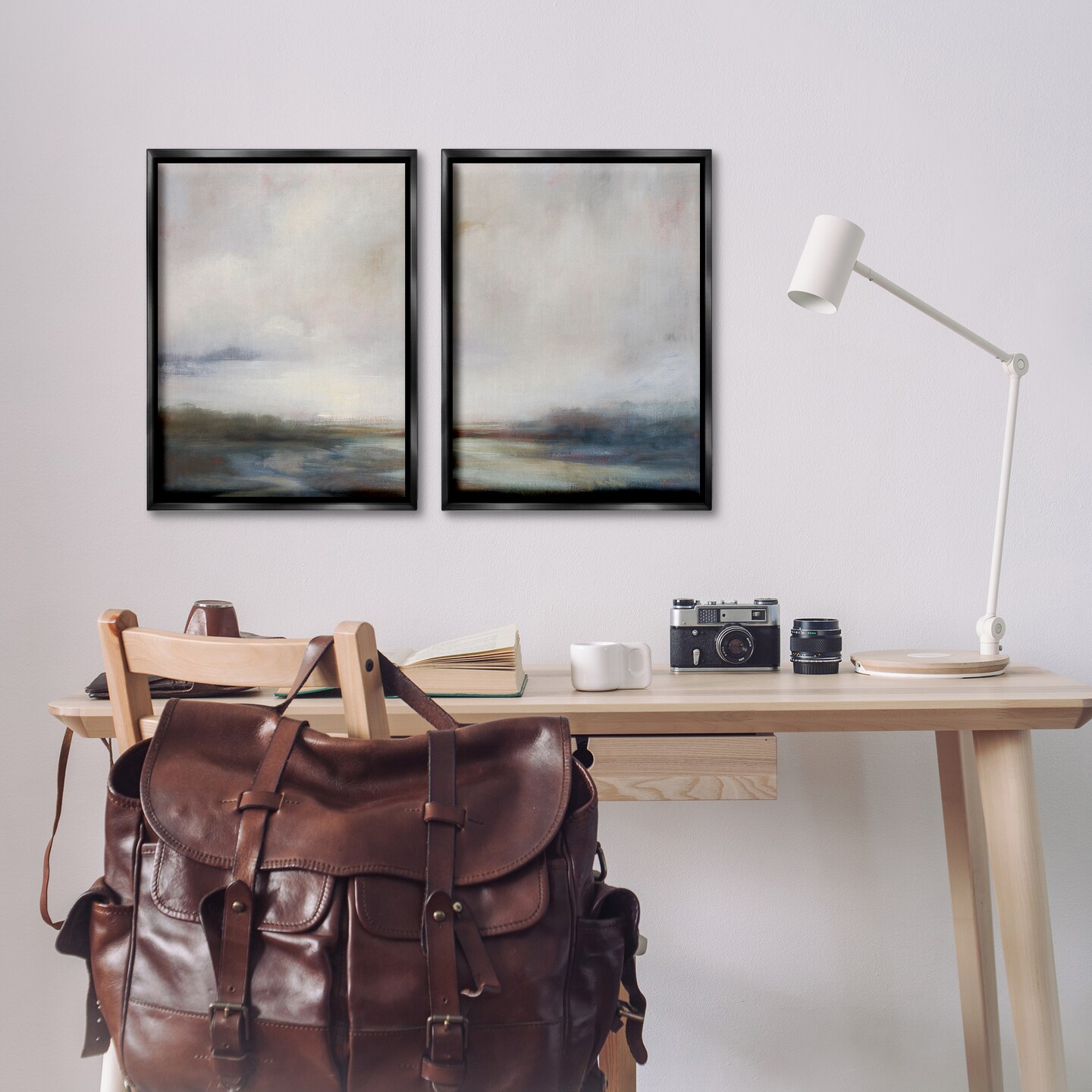 Stupell Industries Moody Clouds Landscape 2 pc Framed Floater Canvas Wall Art Set Design by Simon Addyman