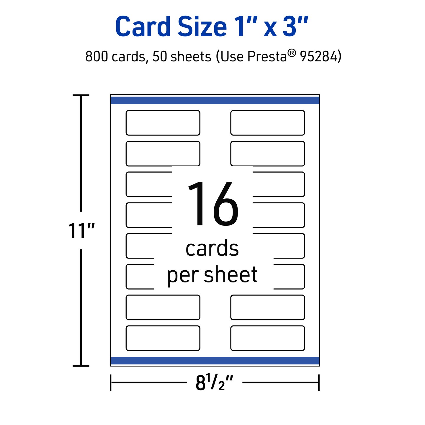 1&#x22; x 3&#x22; Rectangle Rounded Corners, Matte White Business Cards