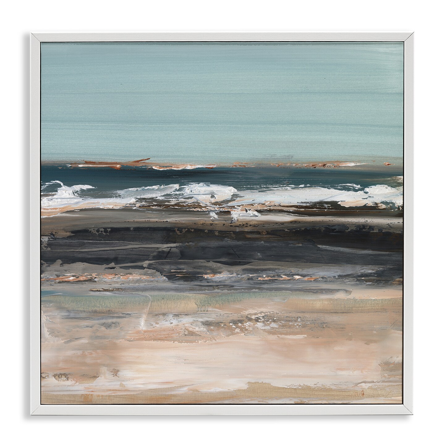 Stupell Industries Moody Grey Beach Waves Framed Giclee Wall Art Design by Ethan Harper