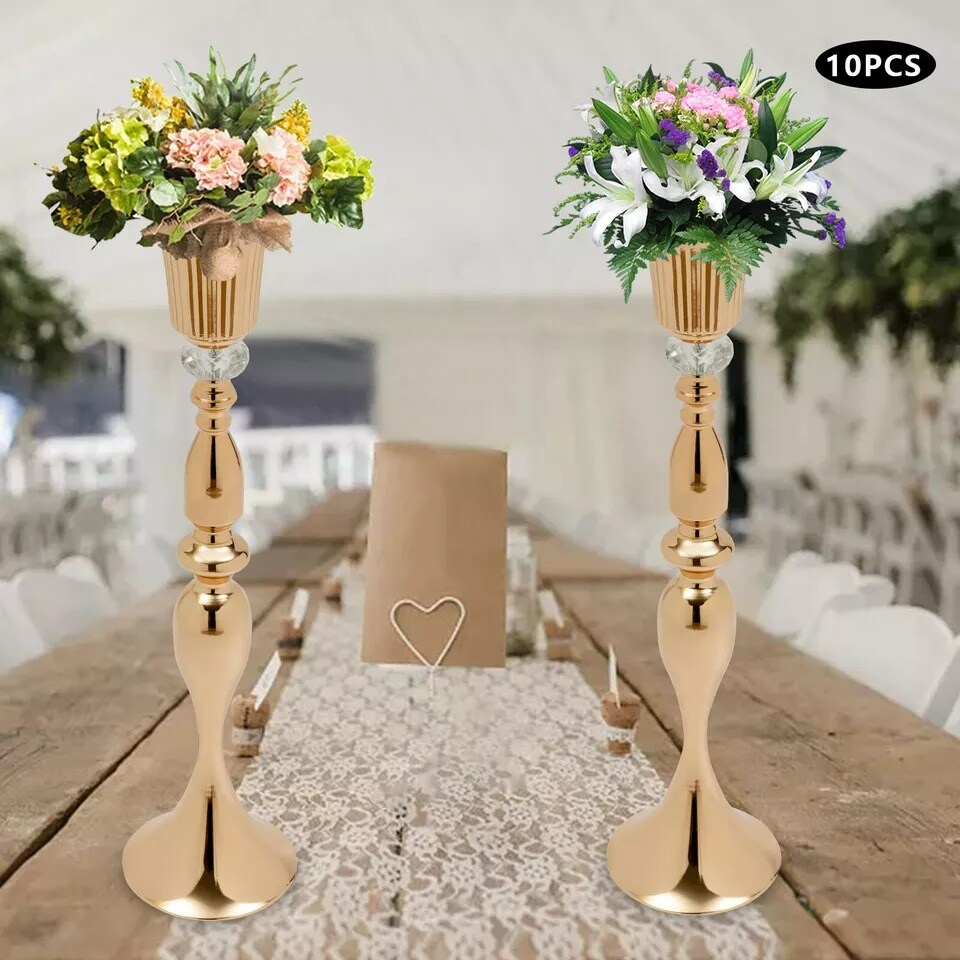 10 Gold Wedding Centerpieces Flower Vase Candle Holder Table Retro Home Decor