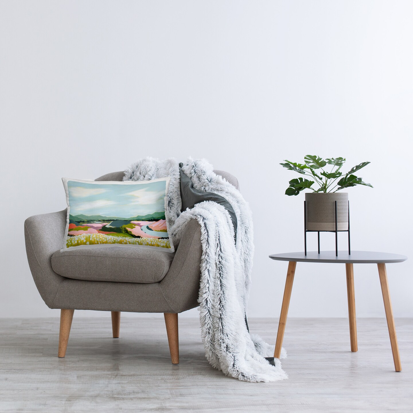 Modern Country Hills Design by Grace Popp Throw Pillow 