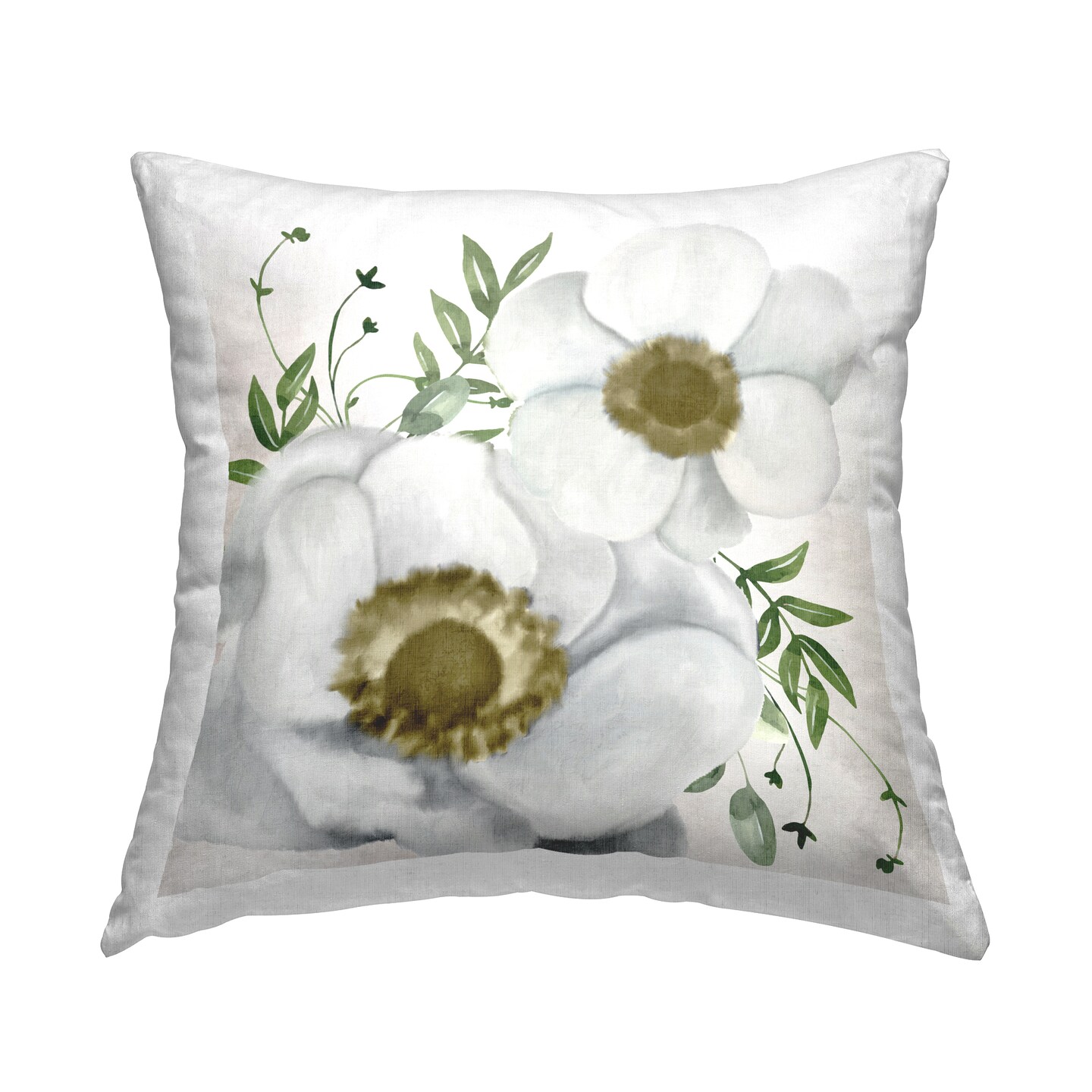 Gold Centered Magnolia Decorative Printed Throw Pillow Design by Kim Allen, 18 x 7 x 18