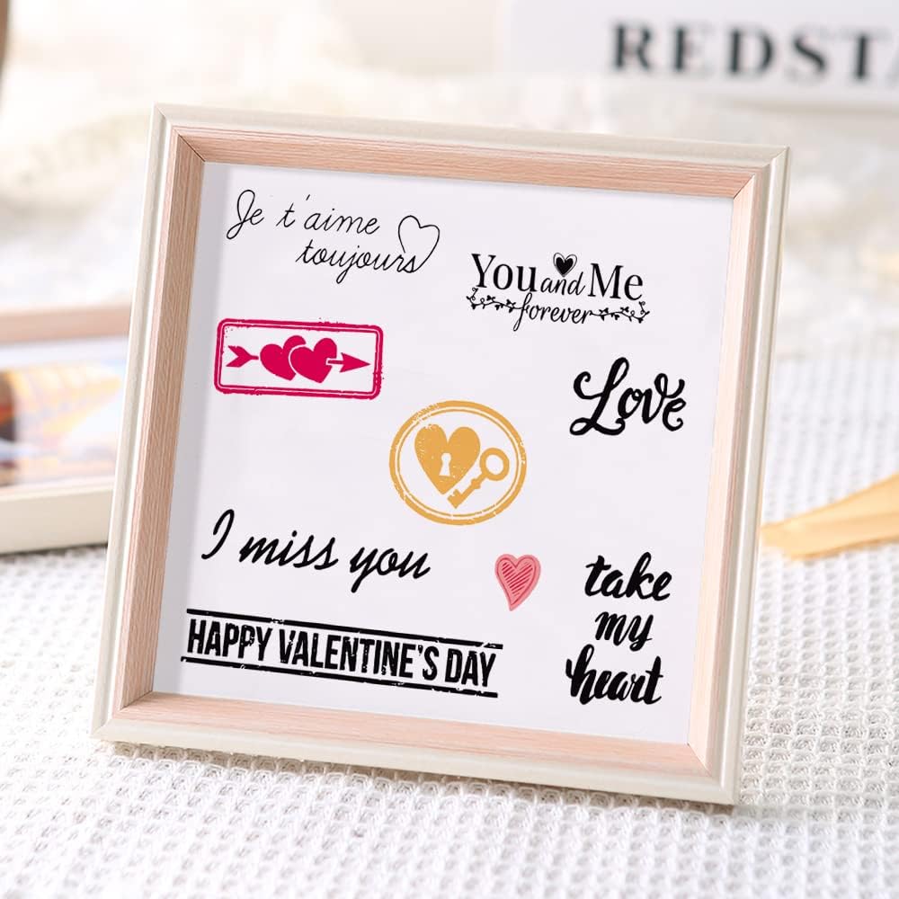 Valentines Rose Heart Clear Stamps for Card Making Decoration and Scrapbooking Supplies, Valentine&#x27;s Day Words with Sentiment Transparent Rubber Stamps for Paper Card Photo Album Crafting Supplies