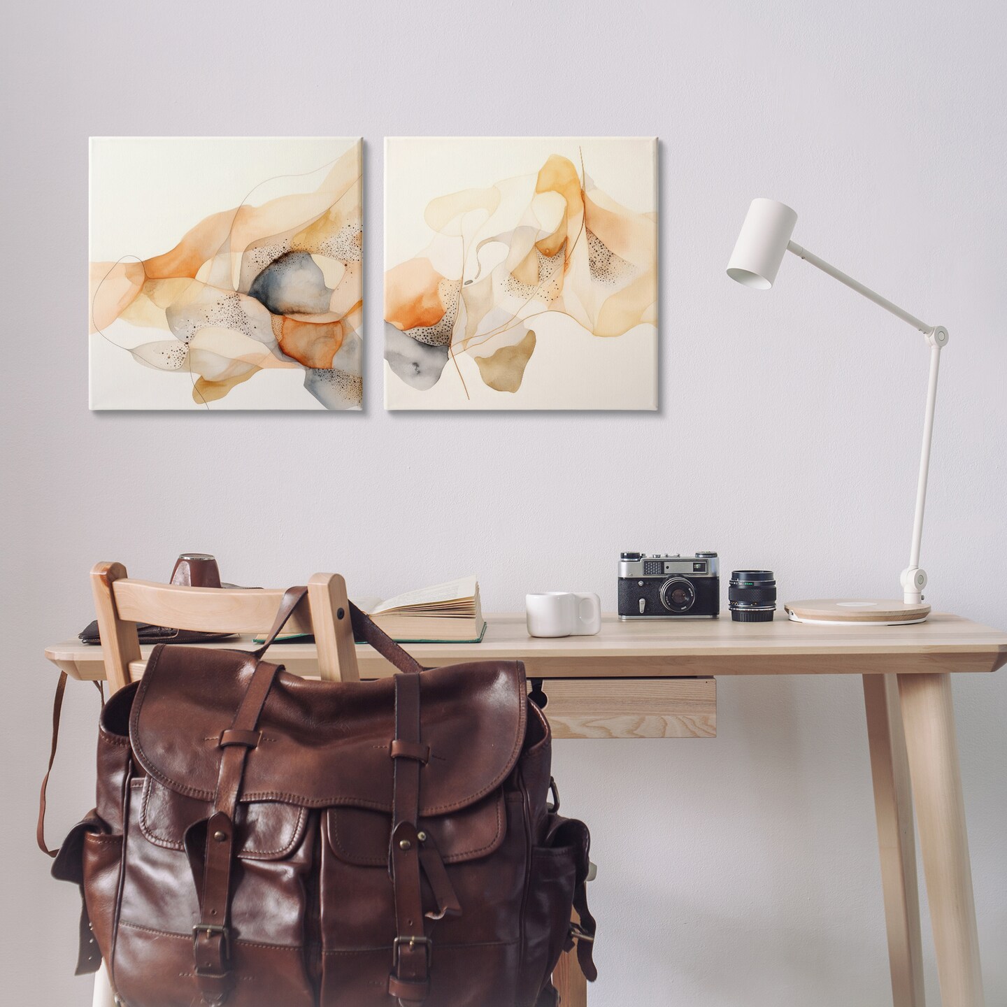 Stupell Industries Abstract Peach Watercolor Shapes 2 pc Canvas Wall Art Set Design by Irena Orlov