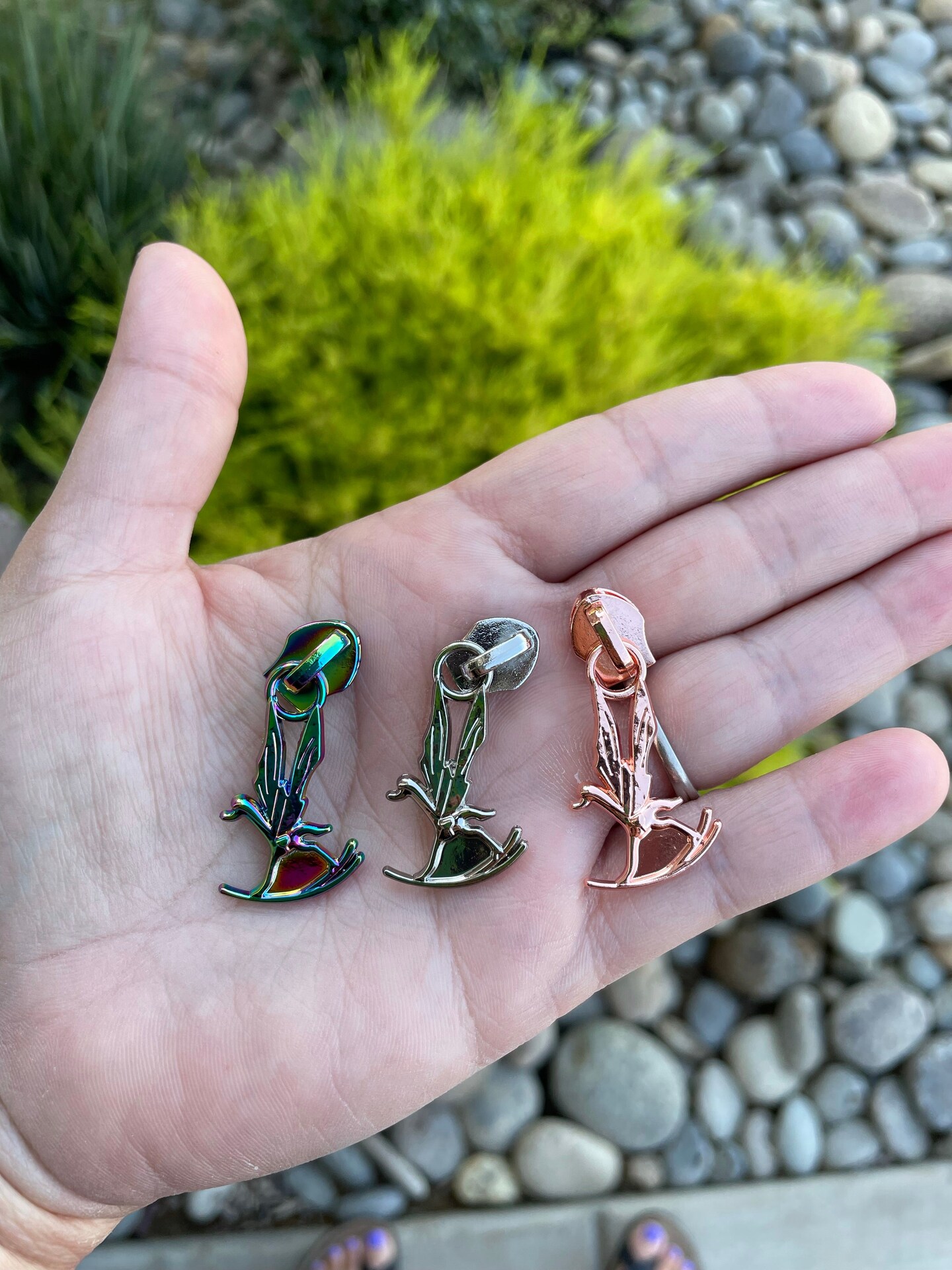 Rocking Horsefly zipper pulls