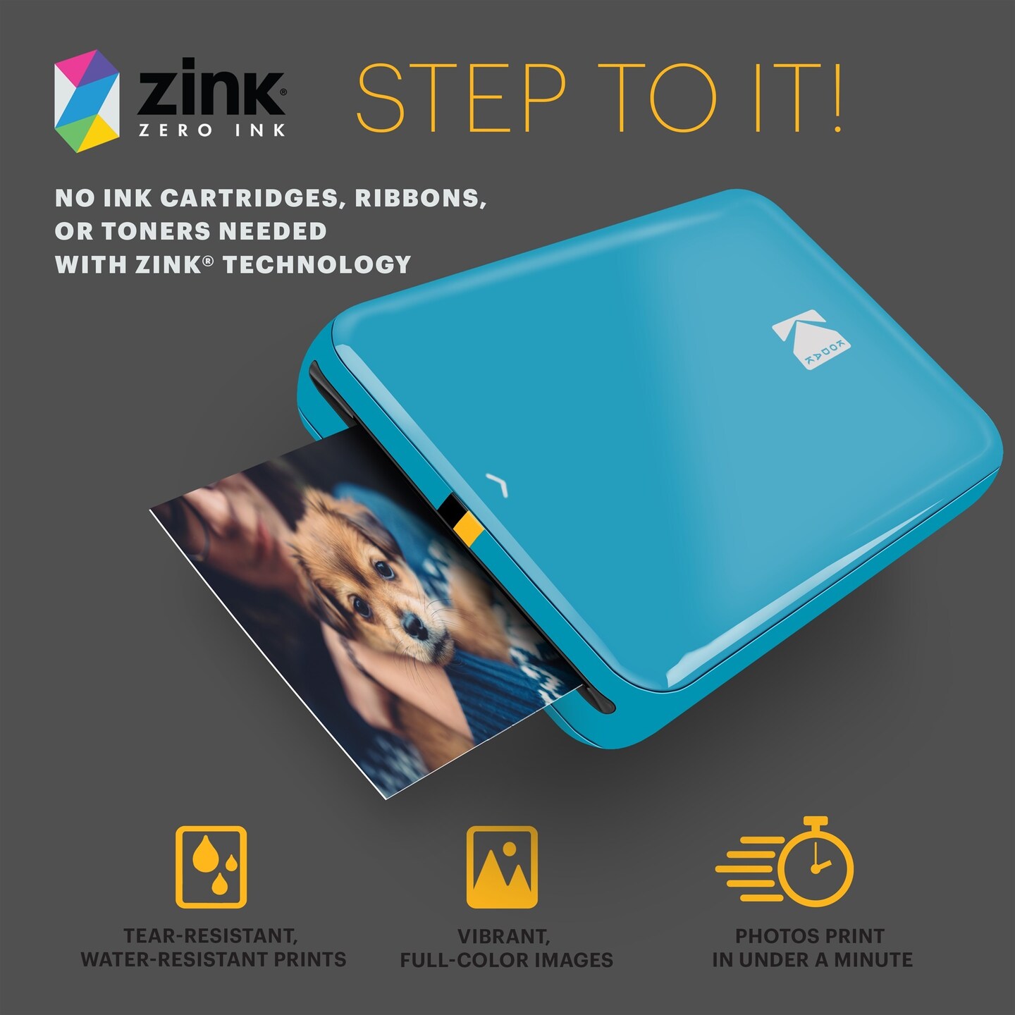 Kodak Step Mobile Instant Photo Printer 2x3&#x22; &#x26; Zink Photo Paper (75 Sheets) Bundle