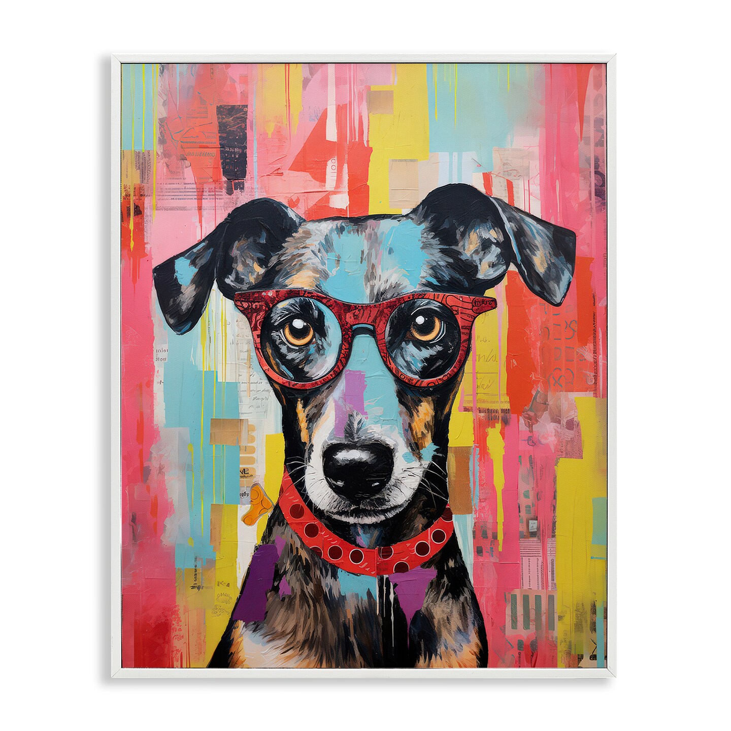Stupell Industries Quirky Spectacle Dog Framed Giclee Wall Art Design by LSR Design Studio