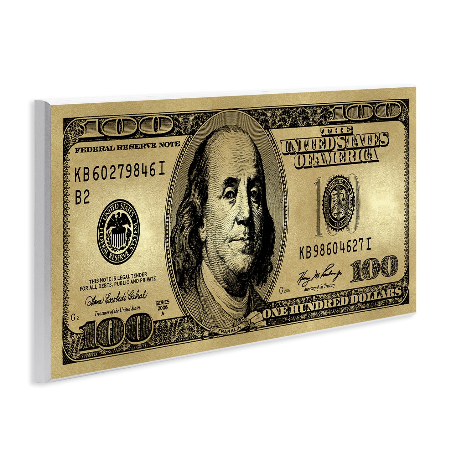 Stupell Industries Hundred Dollar Bill Wall Plaque Art Design by Madeline Blake