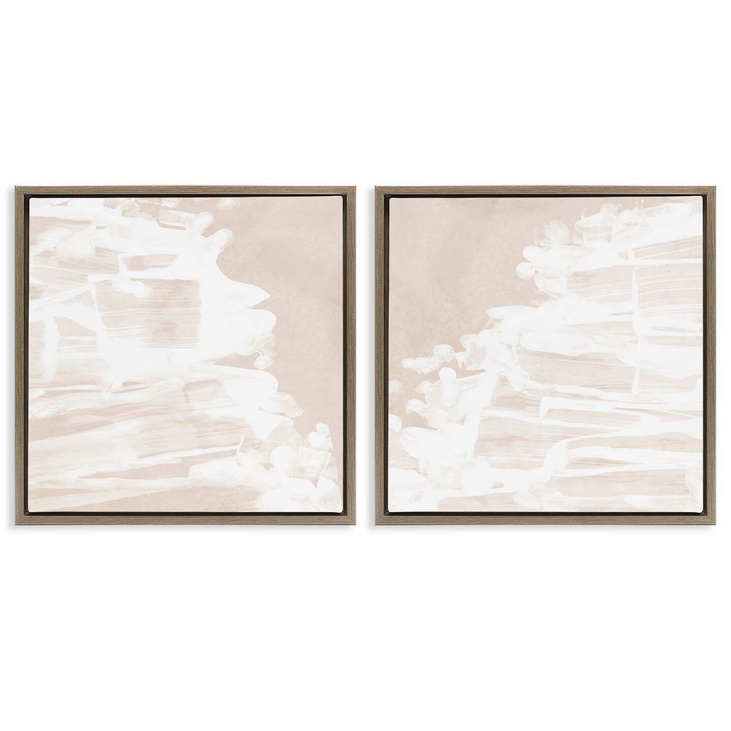Stupell Industries Abstract Cream Layered Strokes 2 pc Framed Floater Canvas Wall Art Set Design by June Erica Vess