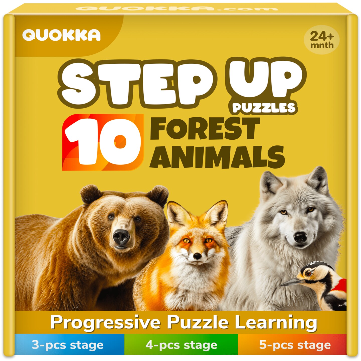 QUOKKA Toddler Puzzles Ages 2-4 - Large Floor Puzzles for Kids 3-5 - 8 Realistic Animal Shapes | Extra Thick Cardboard | Preschool Learning Game - 40 Big Piece Gift for Toddlers 1-3 Years Old