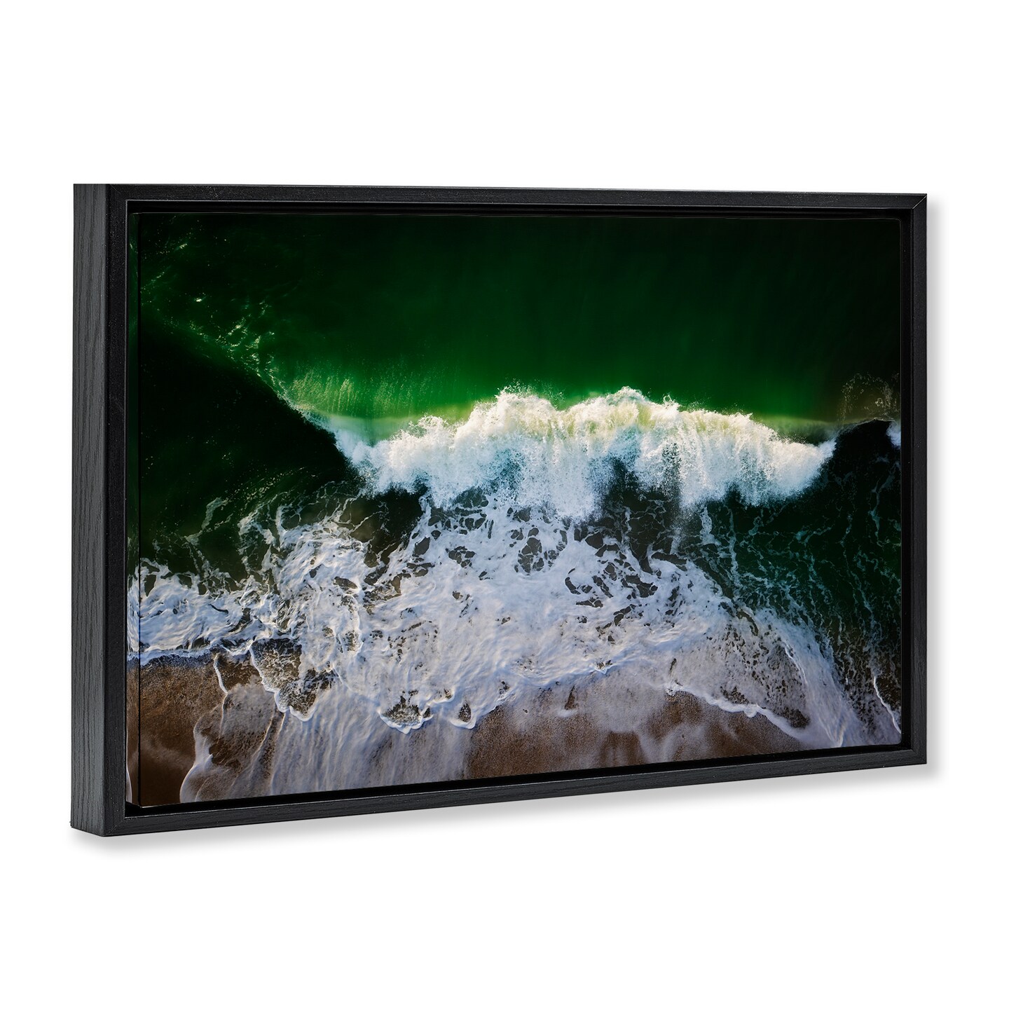 Stupell Industries Deep Green Wave Splash Framed Floater Canvas Wall Art Design by Rick Berk