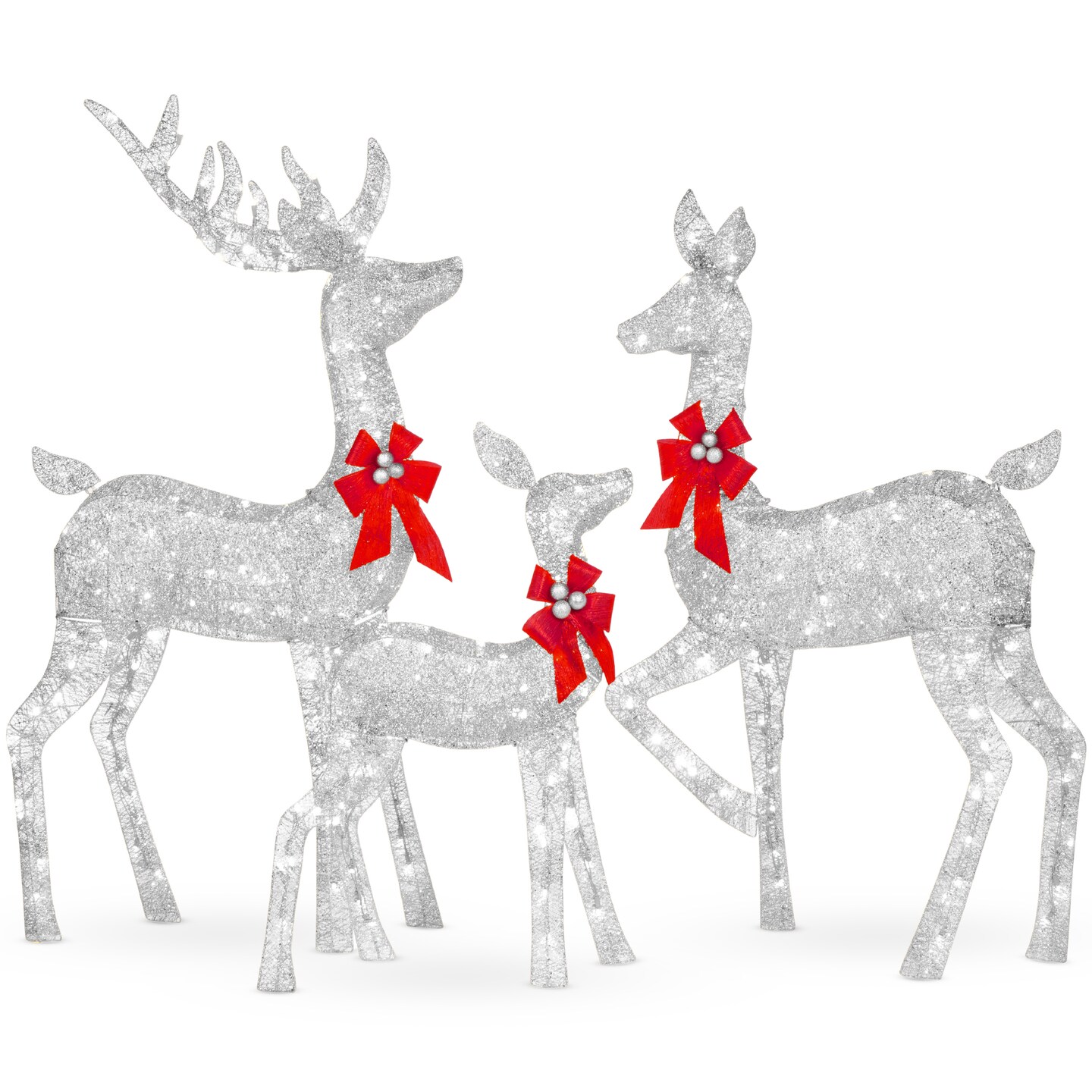 Best Choice Products 6.5ft 3-Piece Lighted Christmas Deer Set Outdoor Yard Decoration with 385 LED Lights, Stakes