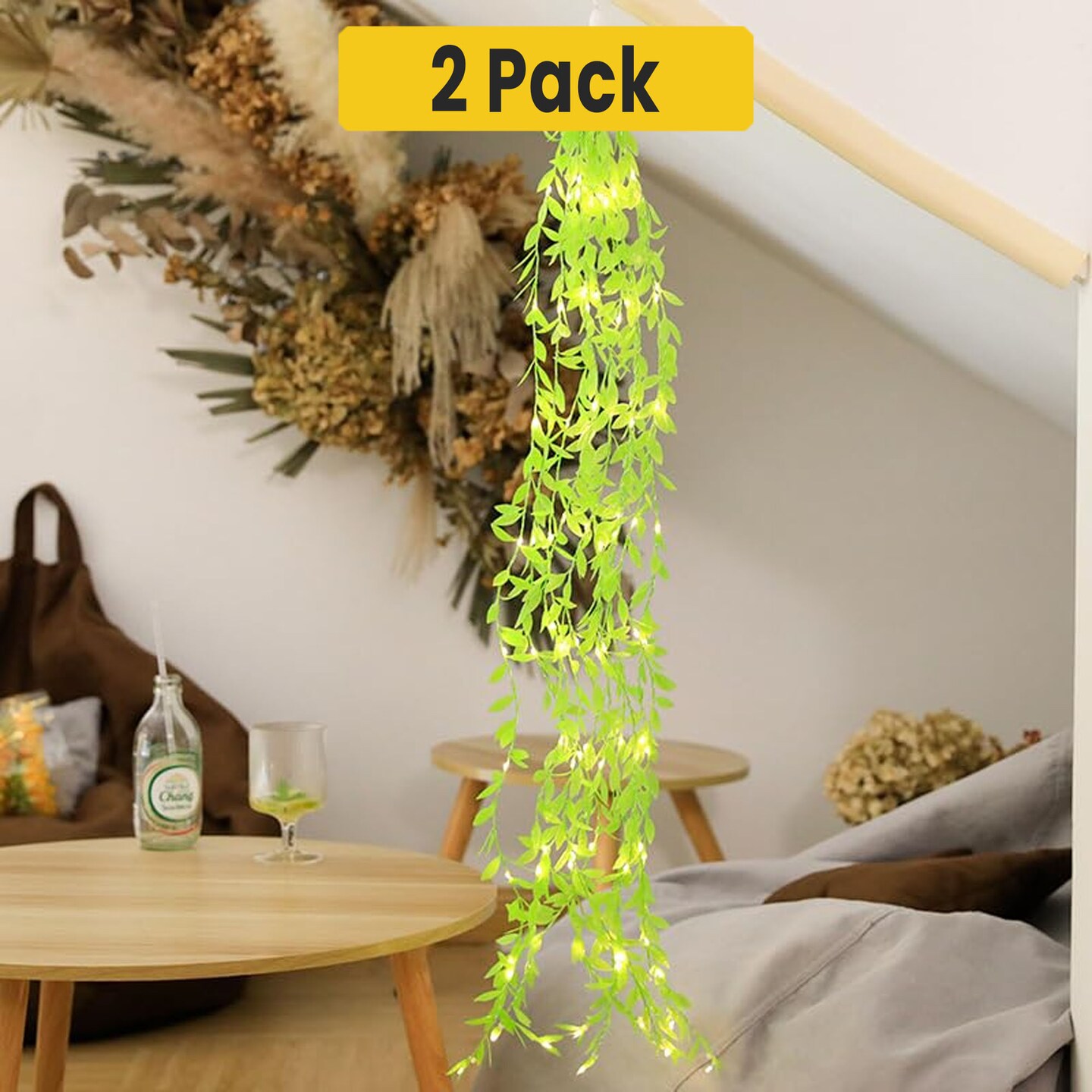 96 LED Green Leaf Fairy Lights for Christmas