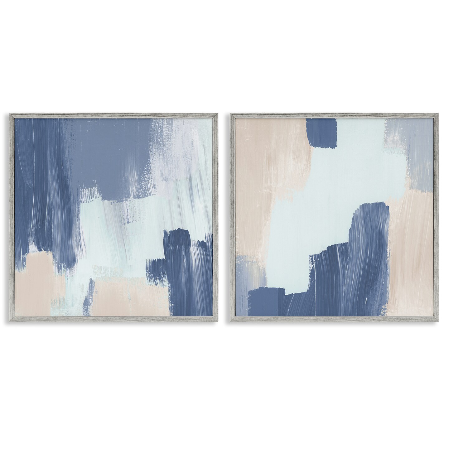 Stupell Industries Restless Blue Brush Strokes 2 pc Framed Giclee Wall Art Set Design by Lucille Price