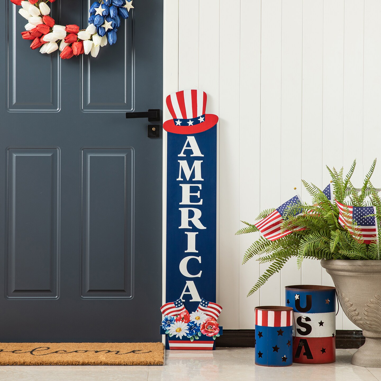 42&#x22;H Patriotic/ Americana Wooden AMERICA Porch Decor