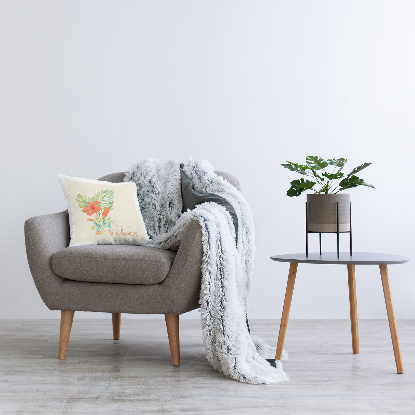 Tropical Vibes Botanicals Design by Rebecca Canale Throw Pillow 