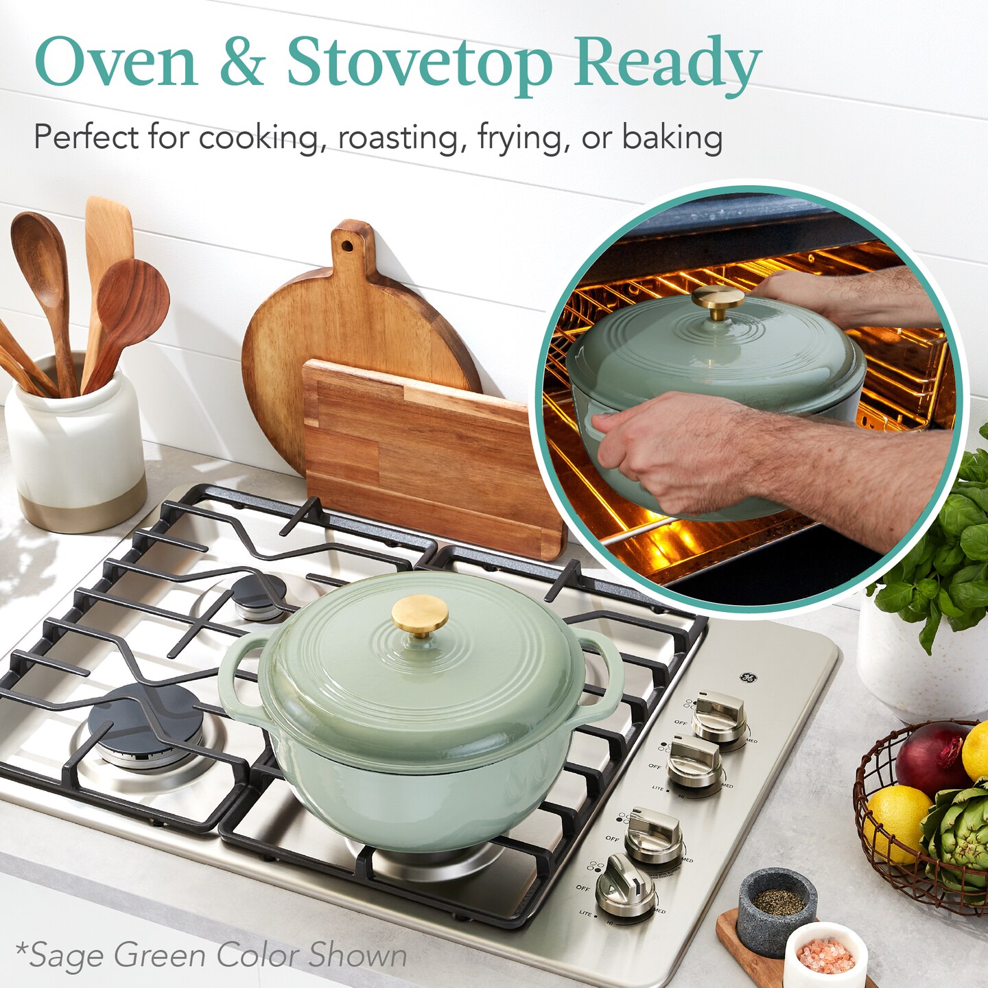 Best Choice Products 7.5 Quart Enamel Cast-Iron Dutch Oven, Heavy-Duty Cookware w/ Dual Handles, Lid