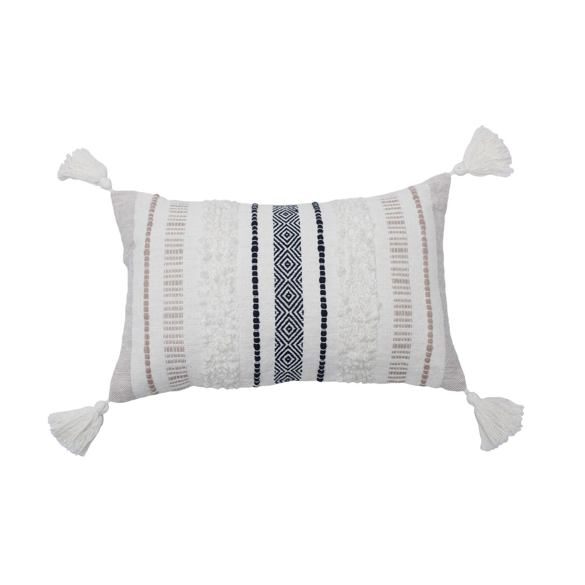 Barton Cotton Woven Throw Pillow with Tassels - Insert Included