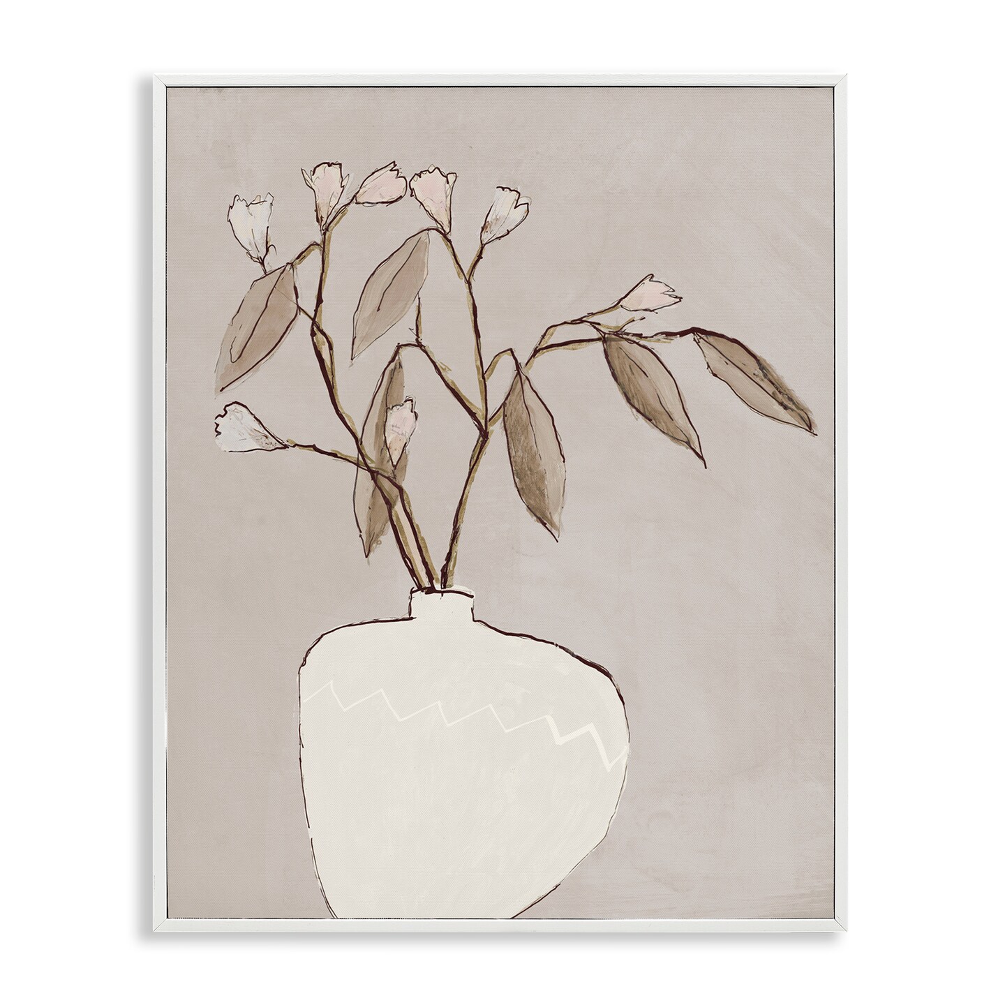 Stupell Industries Neutral Tan Greenery Framed Giclee Wall Art Design by Lorenzo Collective