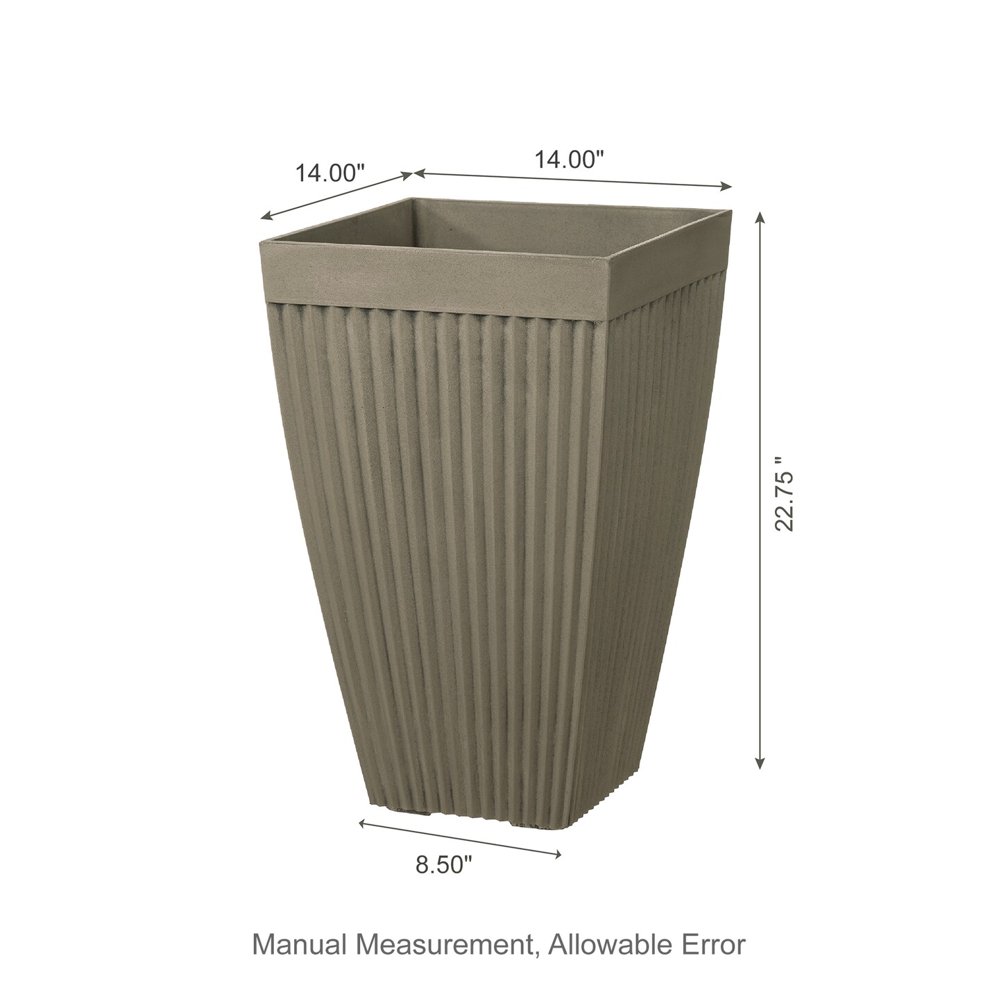 22.75&#x22;H Oversized Set of 2 Eco-Friendly PE and Stone Faux Fluted Textured Concrete Tall Planter