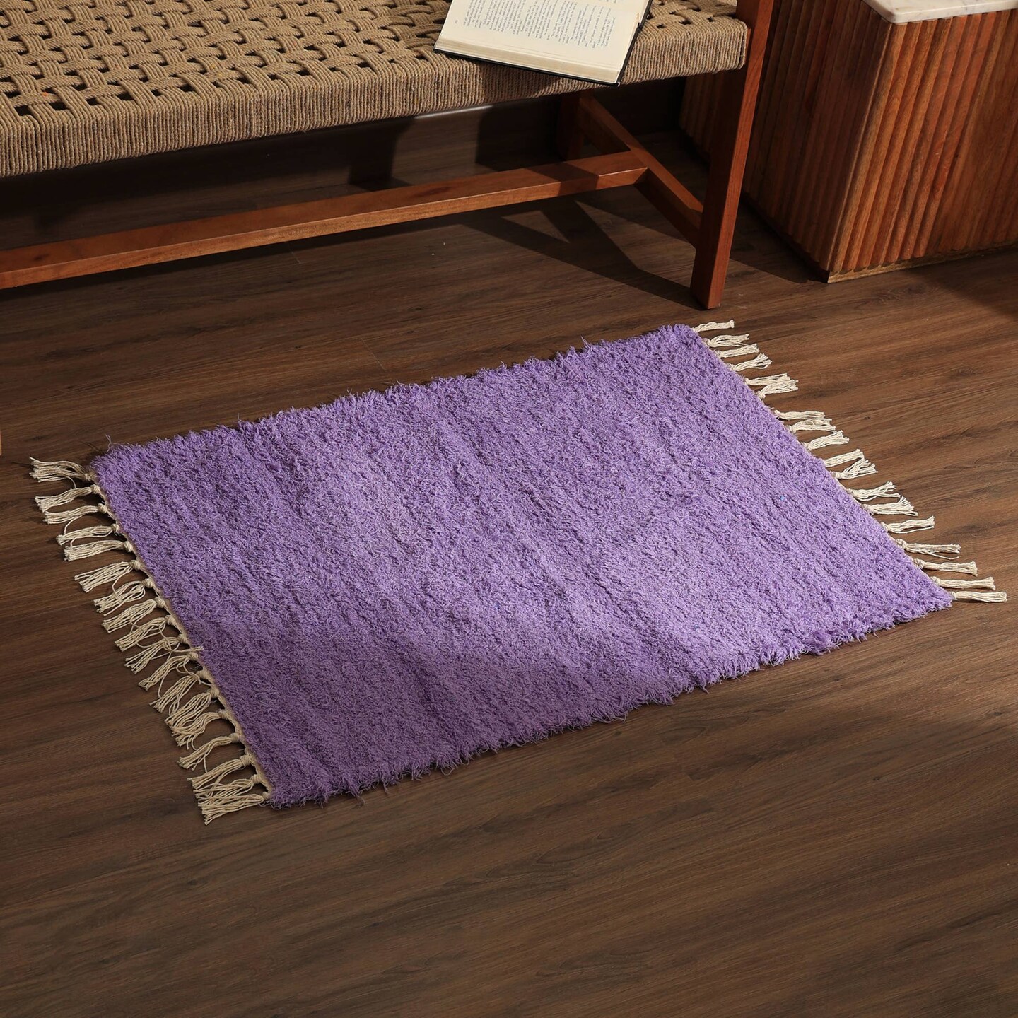 36"x24" Small Area Rug – Soft Cotton & Polyester Scatter Rug with Fringe