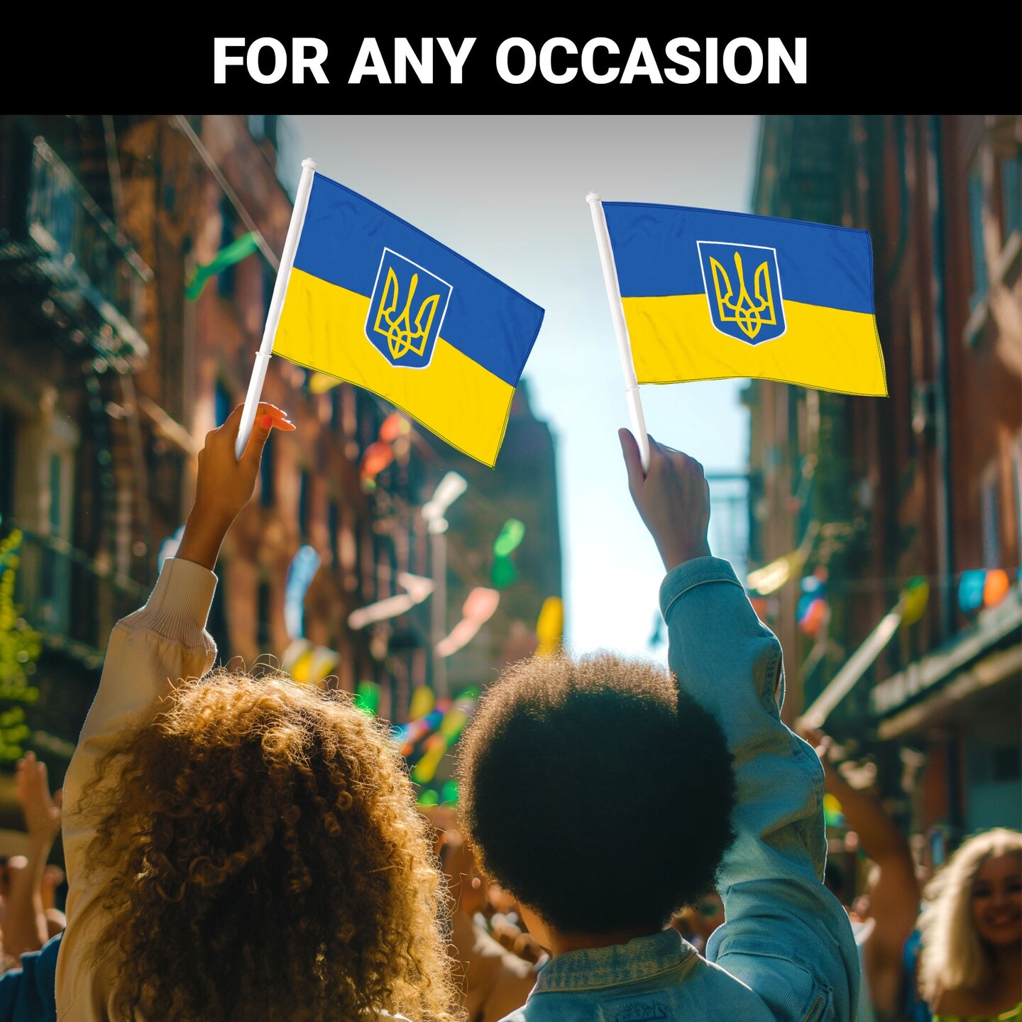 G128 2 Pack: Ukraine Ukrainian Coat of Arms Car Flag | 11x17 In | Double LiteWeave Pro Series Double Sided Printed 150D Polyester | Flagpole Included | Perfect for Festival Celebrations, Parades