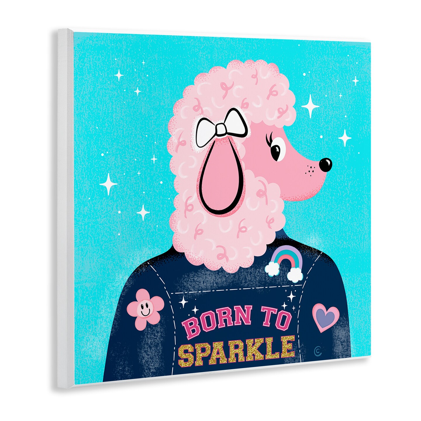 Stupell Industries Born To Sparkle Poodle Wall Plaque Art Design by Carrie Cantwell