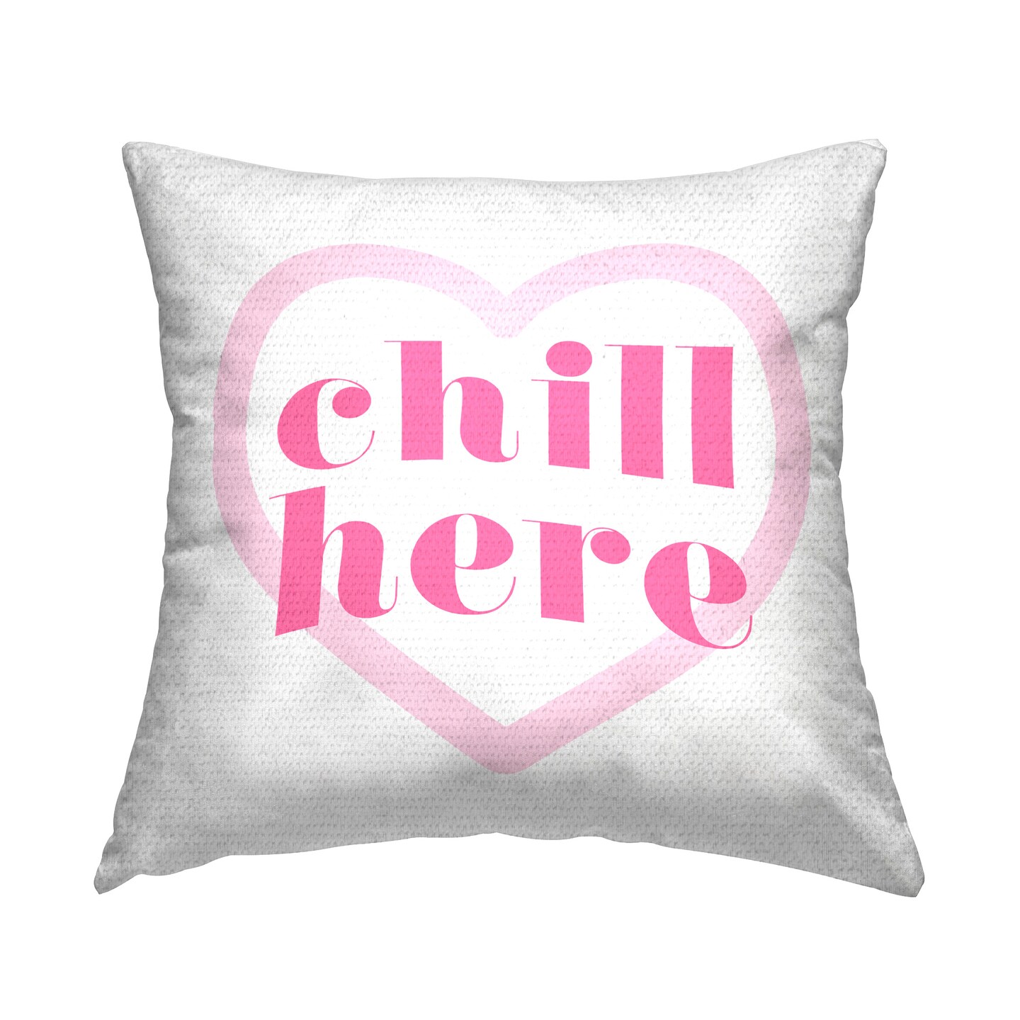 Chill Here Pink Heart Design by Lil&#x27; Rue Outdoor Printed Pillow 
