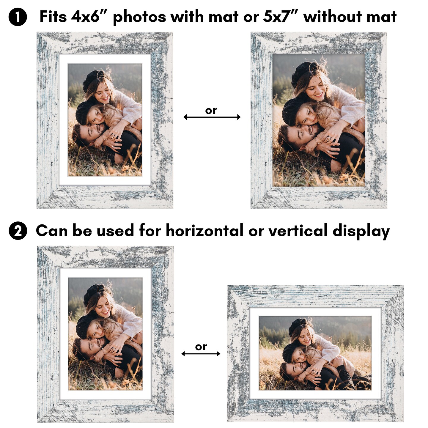 Americanflat Picture Frame with Wide Molding with Mat - Modern Wide Picture Frame - Plexiglass Cover - Hanging Hardware - Includes Easel