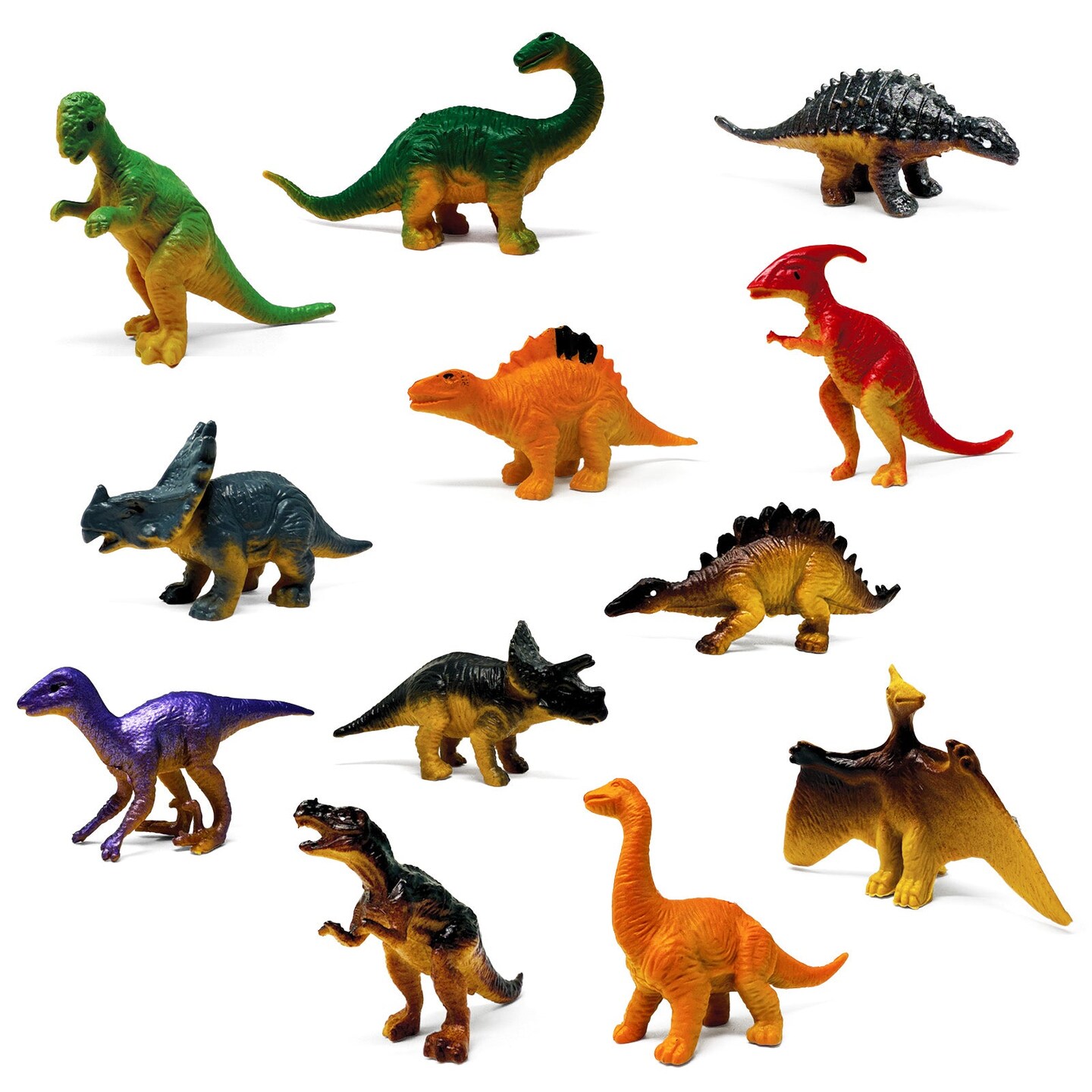 Wrapables Mini Plastic Dinosaur Figurines, Miniature Dino Figures for Cake Toppers, Birthday Party Favors, Stocking Stuffers, Easter Egg Fillers (Set of 24), Multi-color