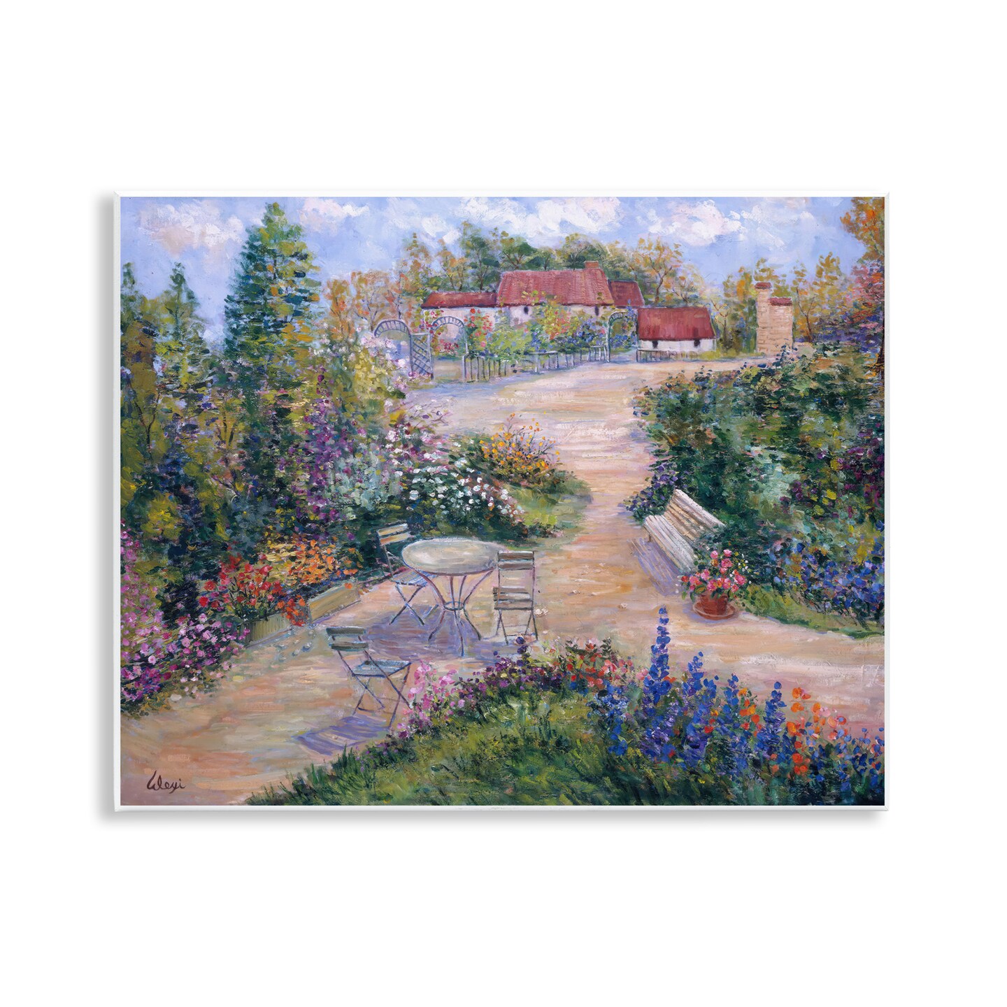 Stupell Industries Spring Garden Benches Wall Plaque Art Design by ...