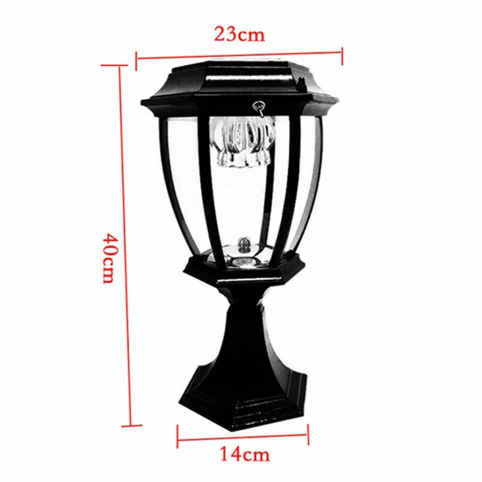 Solar Garden Yard Lantern Lamp Post Light Black LED Street Pillar Light 2.4V