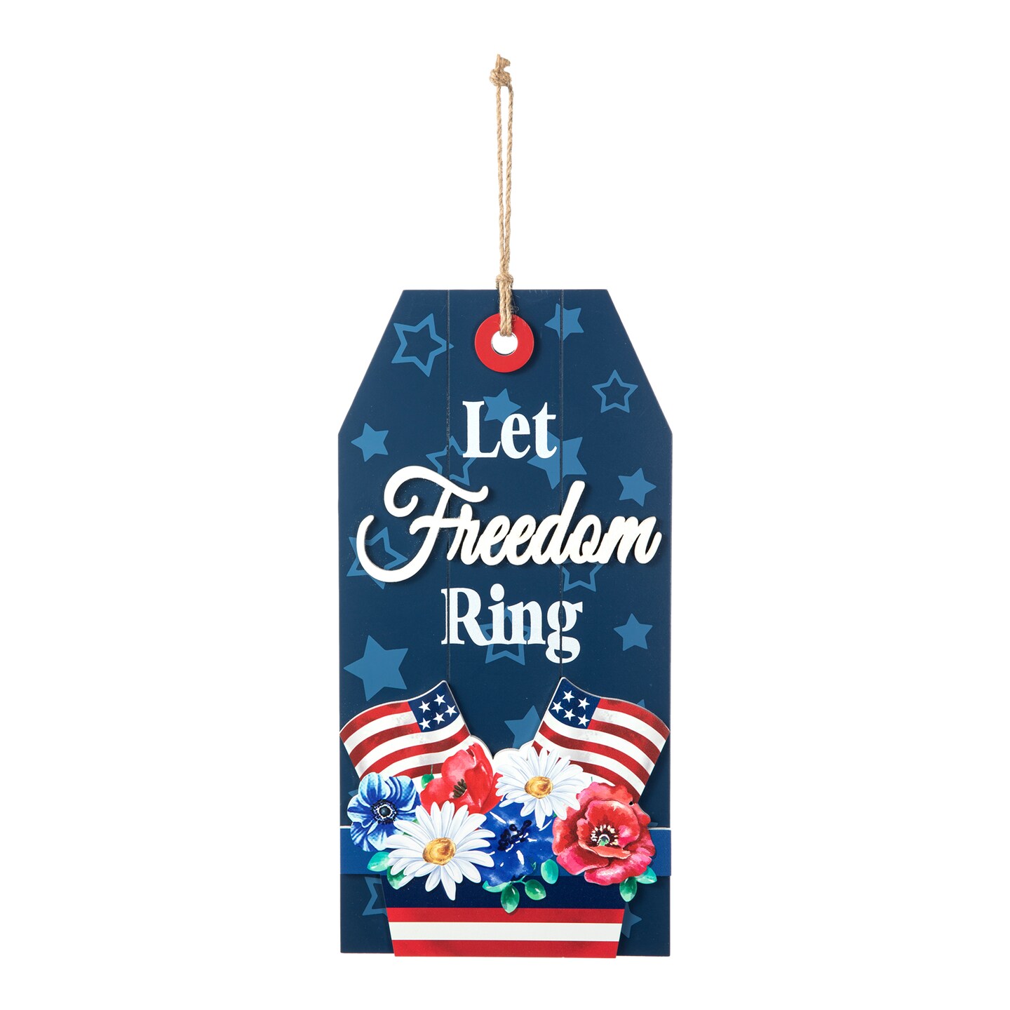 15.75&#x22;H Patriotic/ Americana Wooden Word Sign Door Hanger