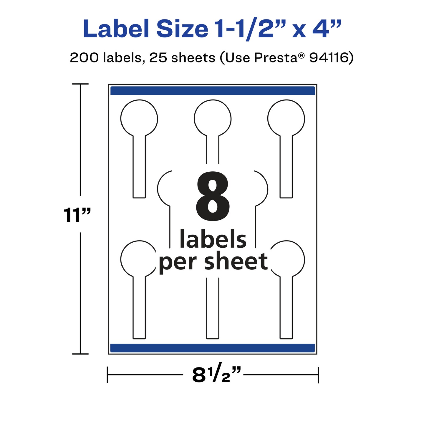 Avery Matte Clear Labels,  1-1/2&#x22; x 4&#x22; Lollipop