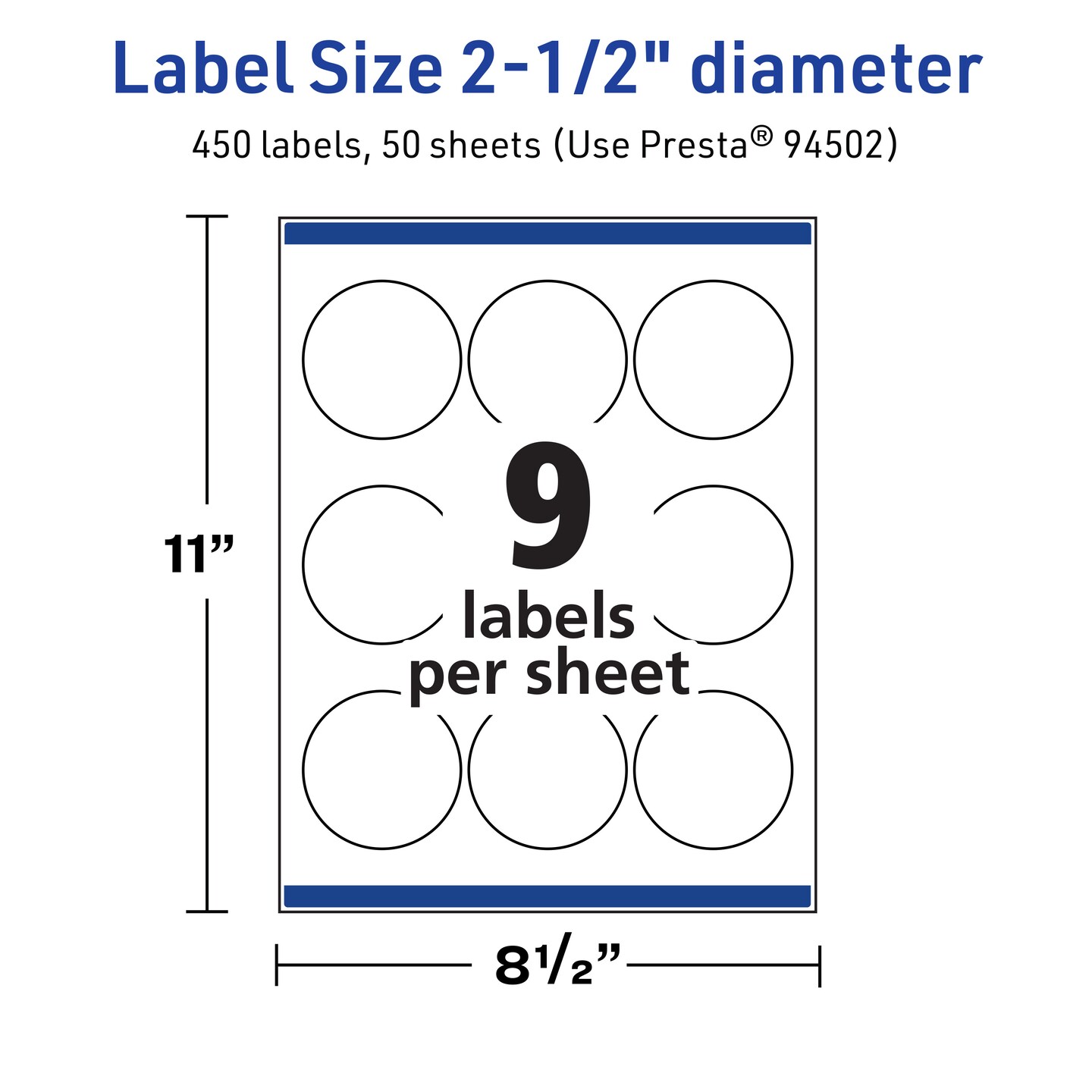 Avery TrueBlock Matte White Paper Labels,  2-1/2&#x22; diameter Round