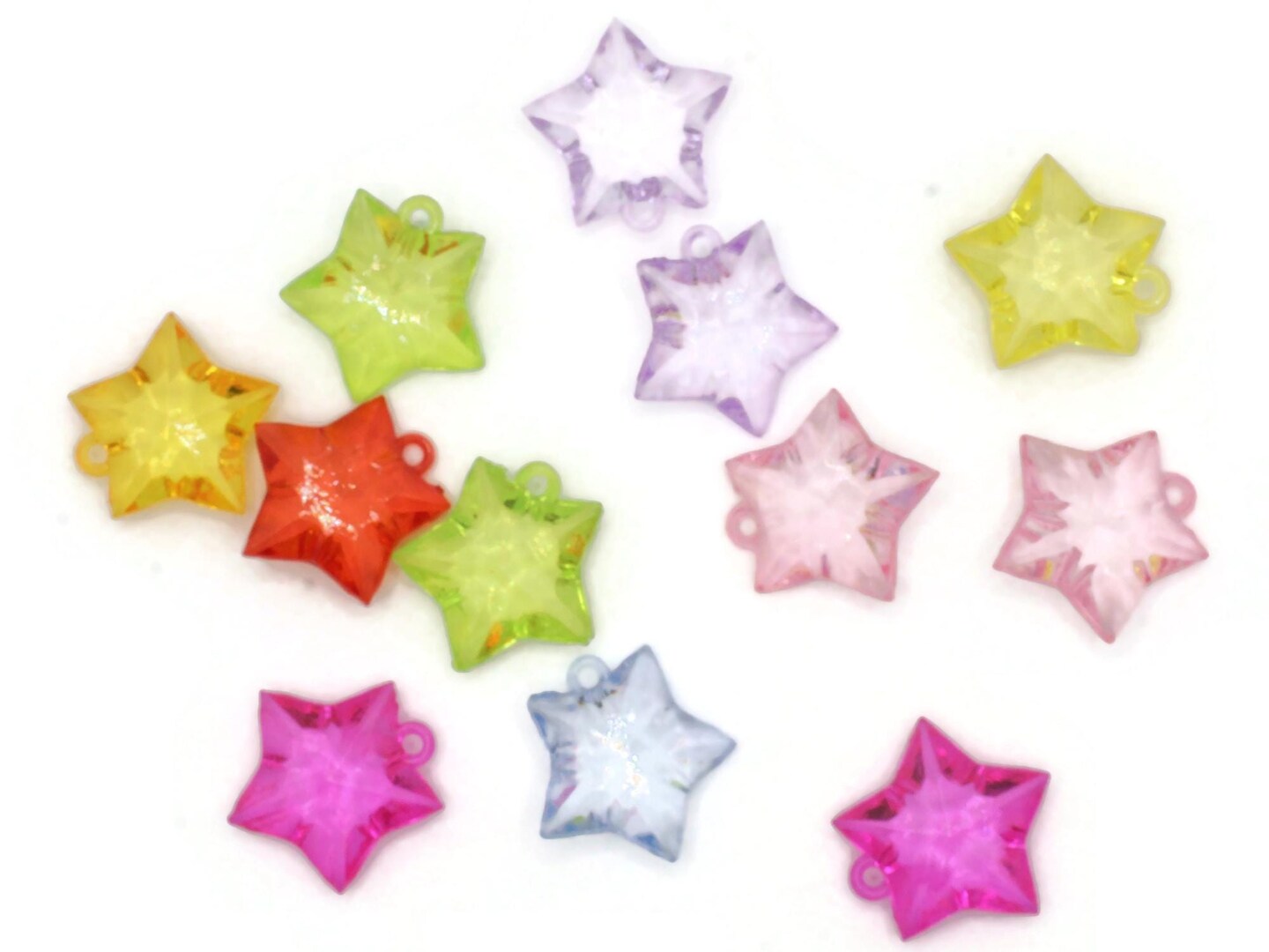 12 31mm Mixed Color Large Clear Acrylic Star Charms