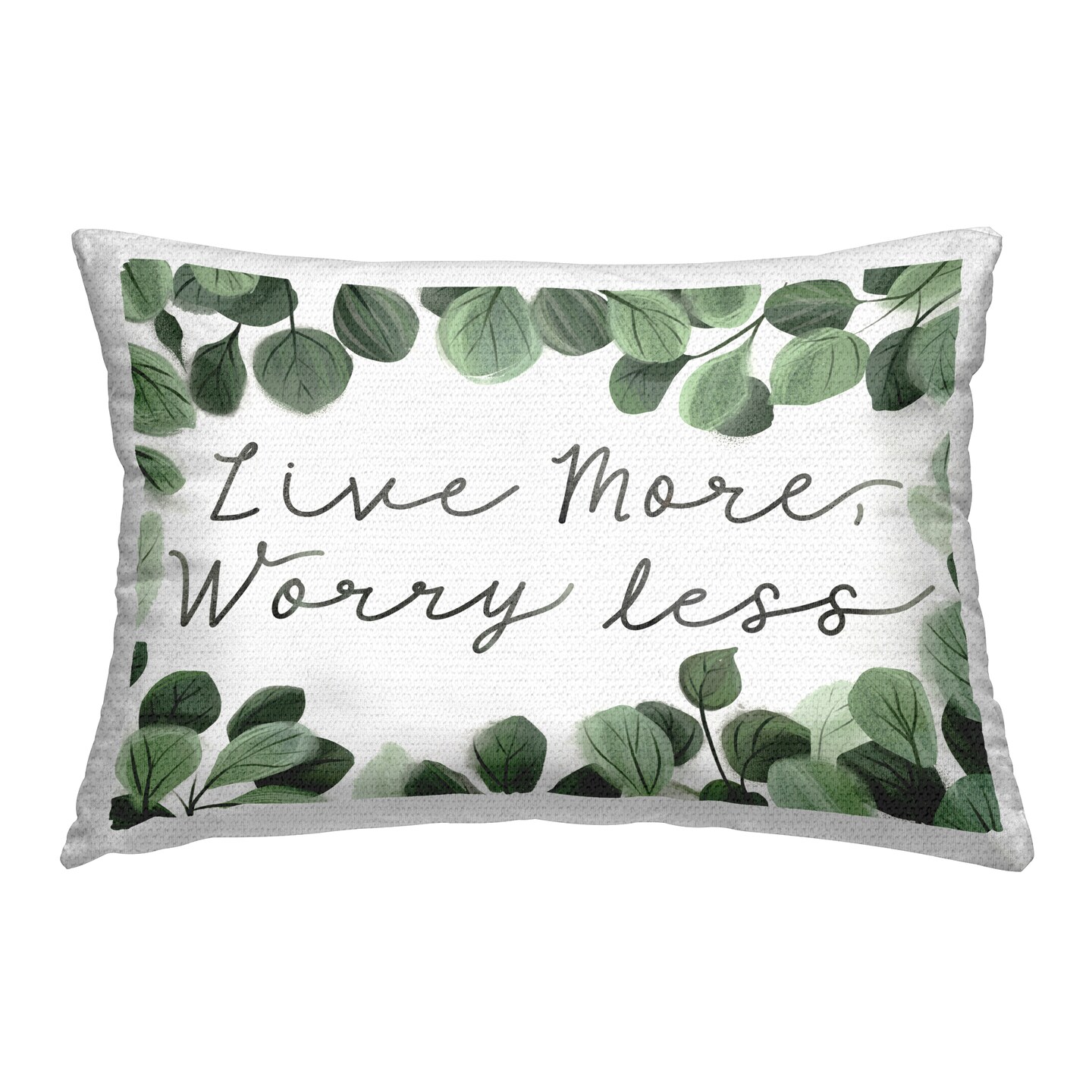Love More Worry Less Outdoor Printed Pillow Design by Arrolynn Weiderhold, 14 x 7 x 20