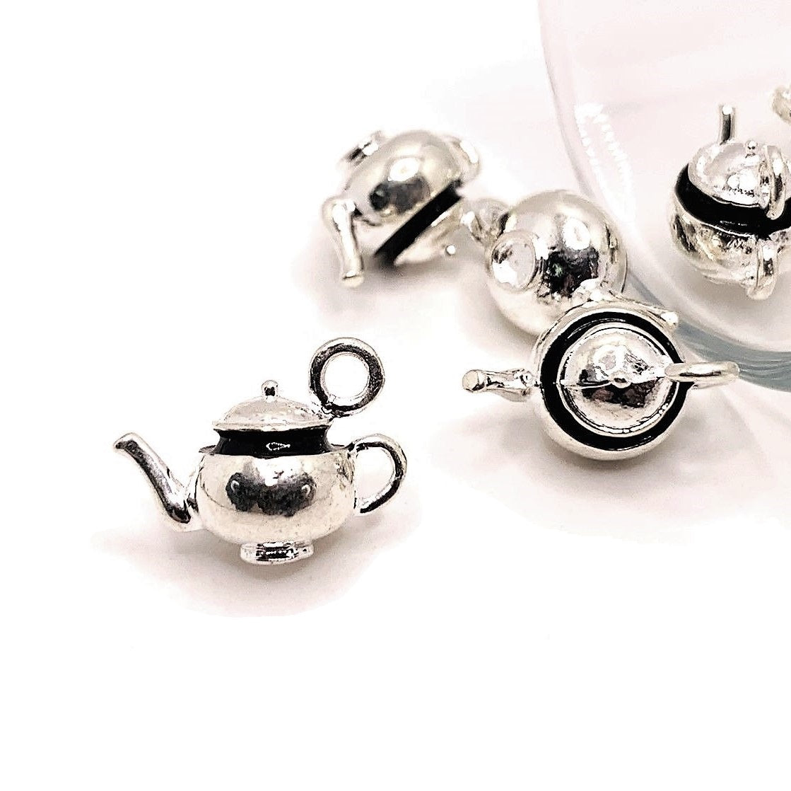 50pcs Small Teapot Charms Golden - Mini Kettle Pendants For DIY Jewelry Making