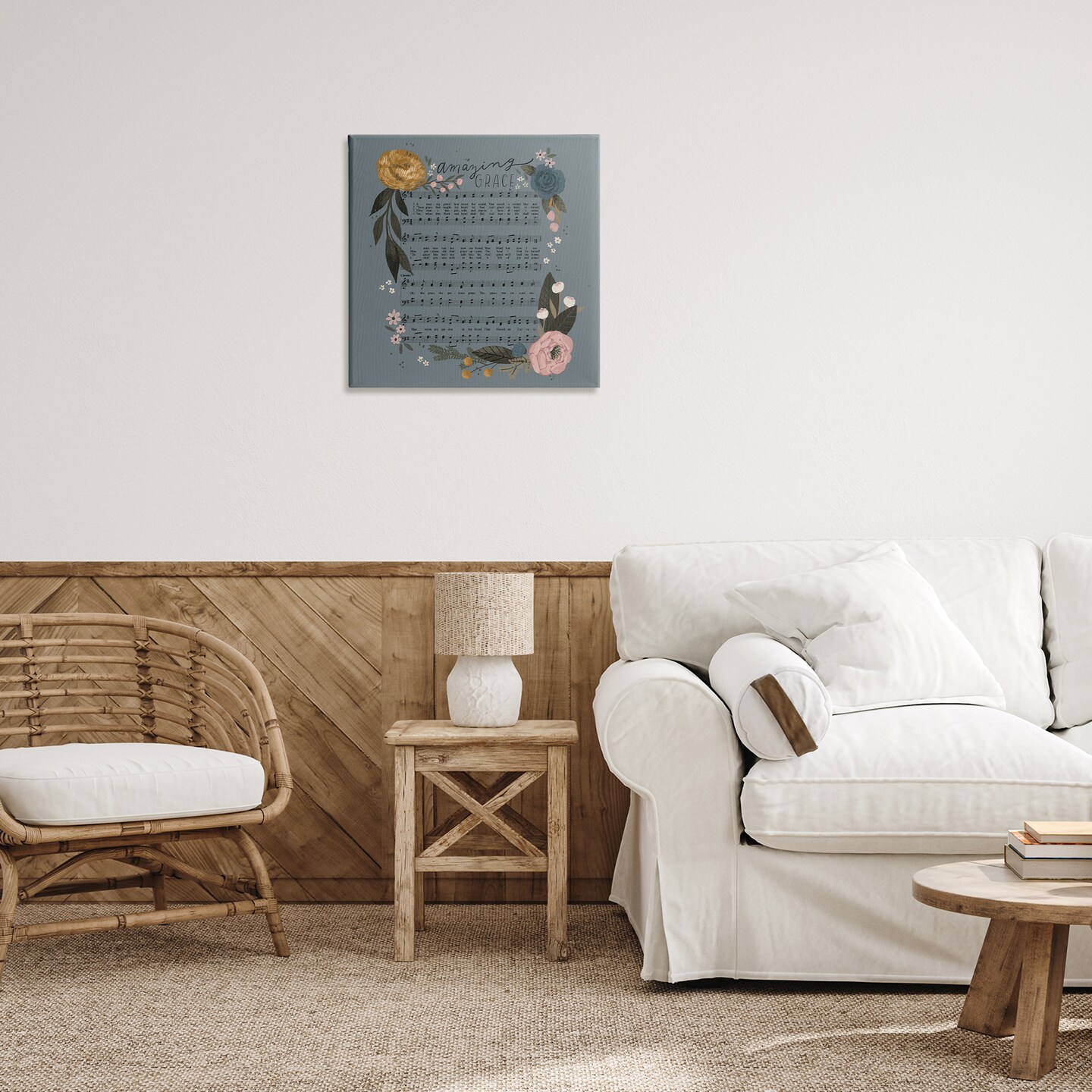 Stupell Industries Amazing Grace Floral Hymn Canvas Wall Art Design by Loni Harris