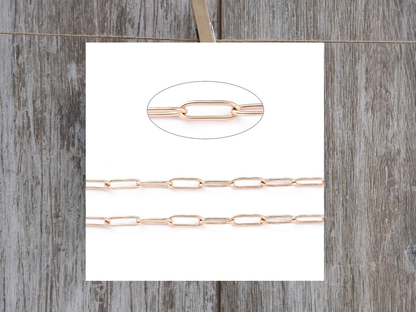12x4mm Ion Plated Rose Gold 304 Stainless Steel Paperclip Chain (Soldered)